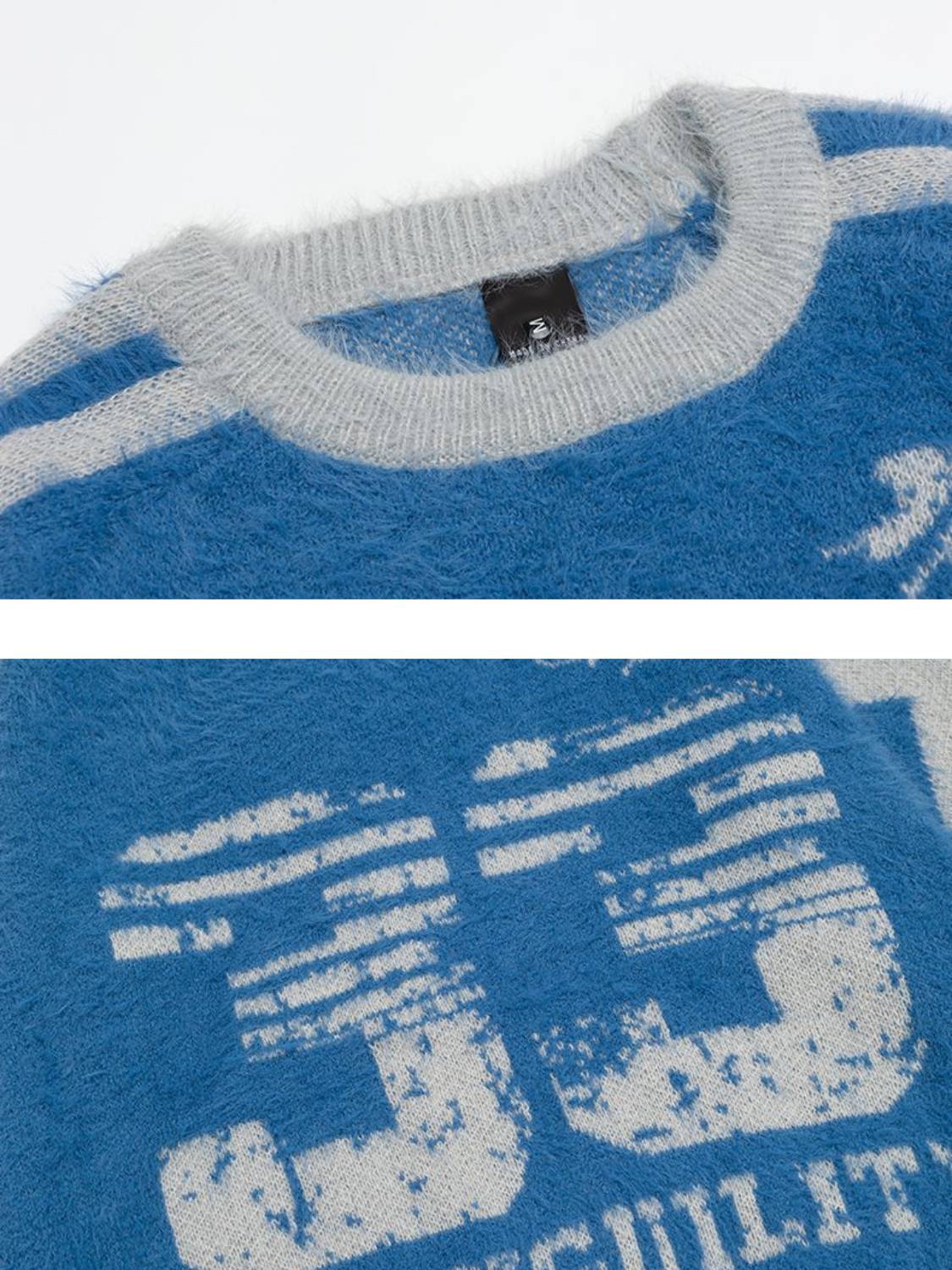Vintage Letter Collision Color Sweater
