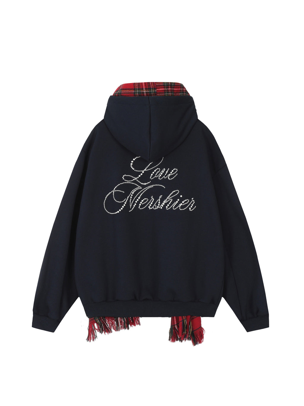 Fake Two Piece Plaid Scarf Hoodie