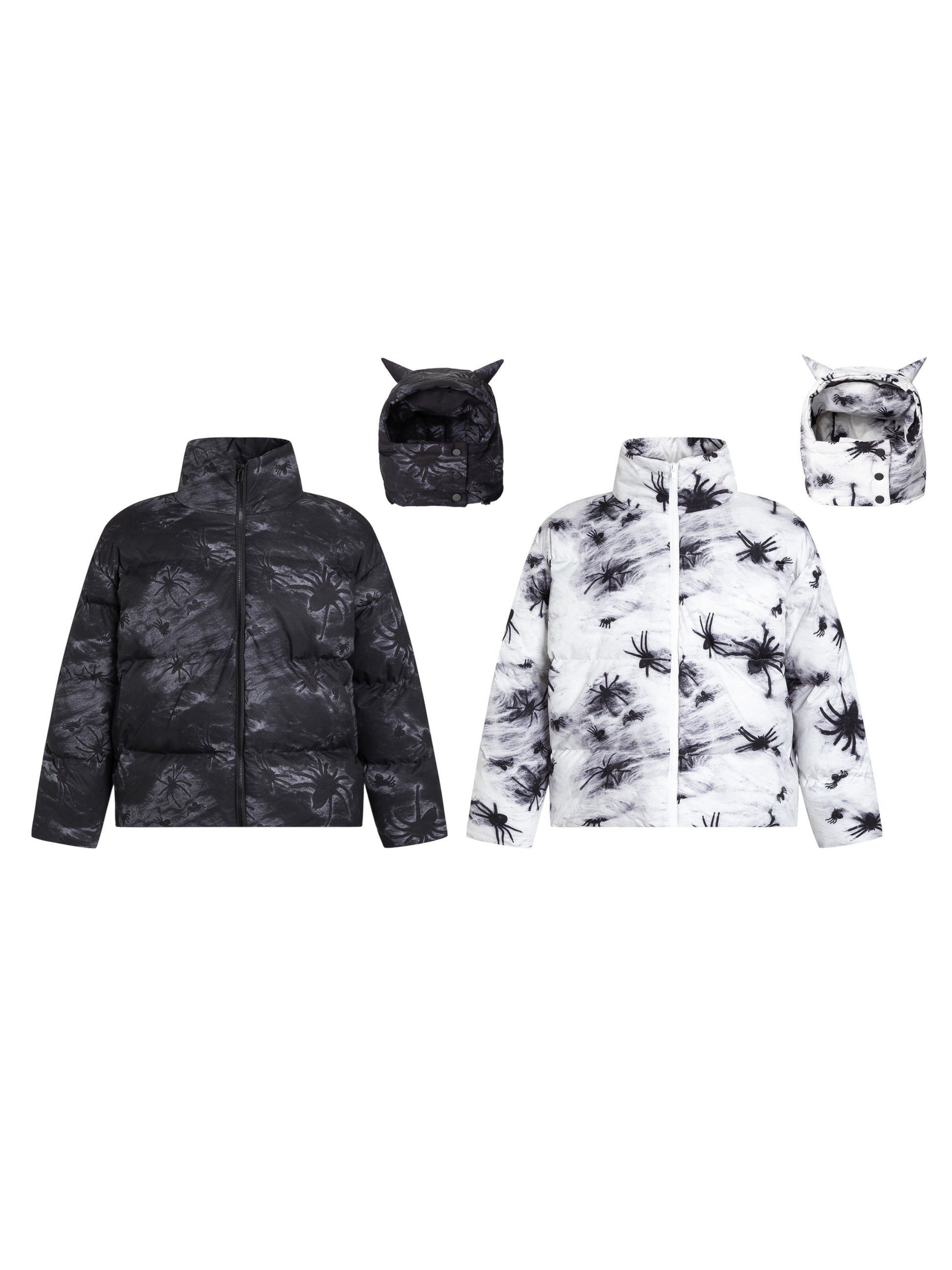 Masked Collar Solid Color Hooded Coat