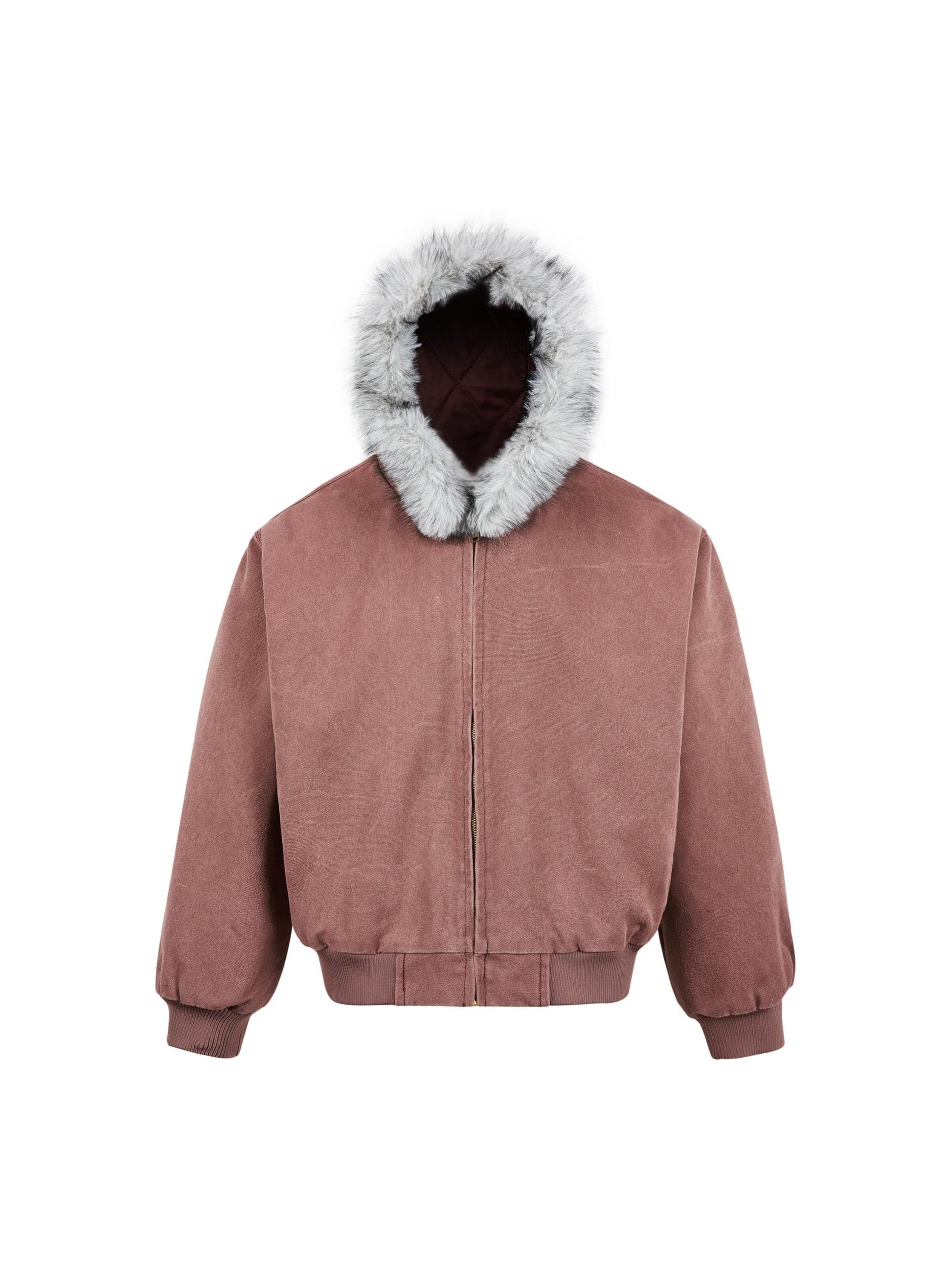 Vintage Washed Fur Collar Hooded Jacket