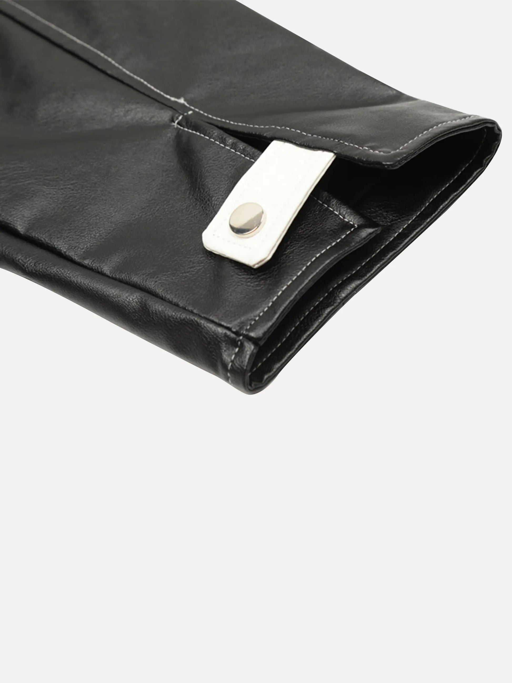 Racing PU Stand Collar Croppped Jacket