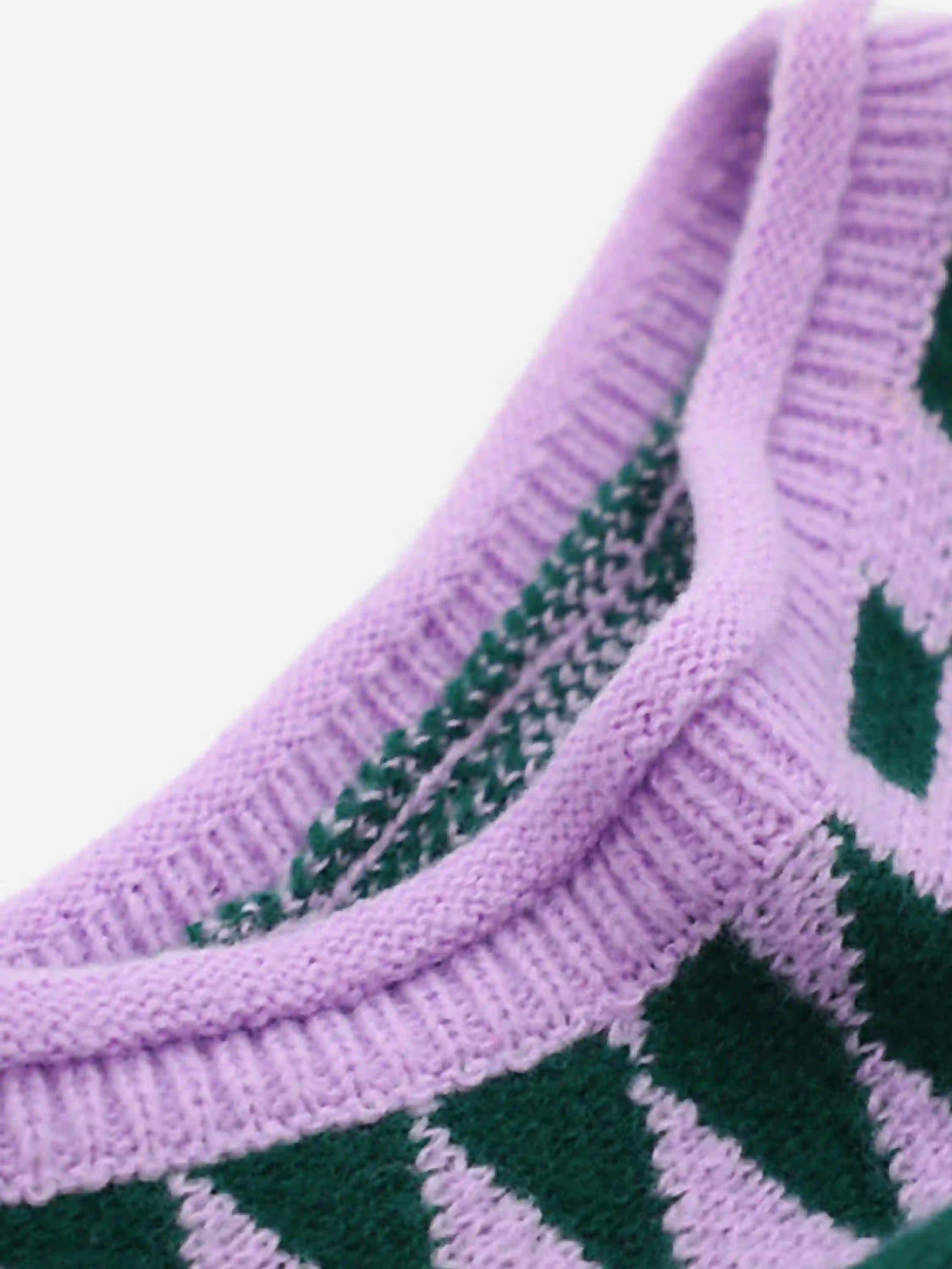 Disguisen Vintage Contrast Star V-neck Knit Sweater Vest