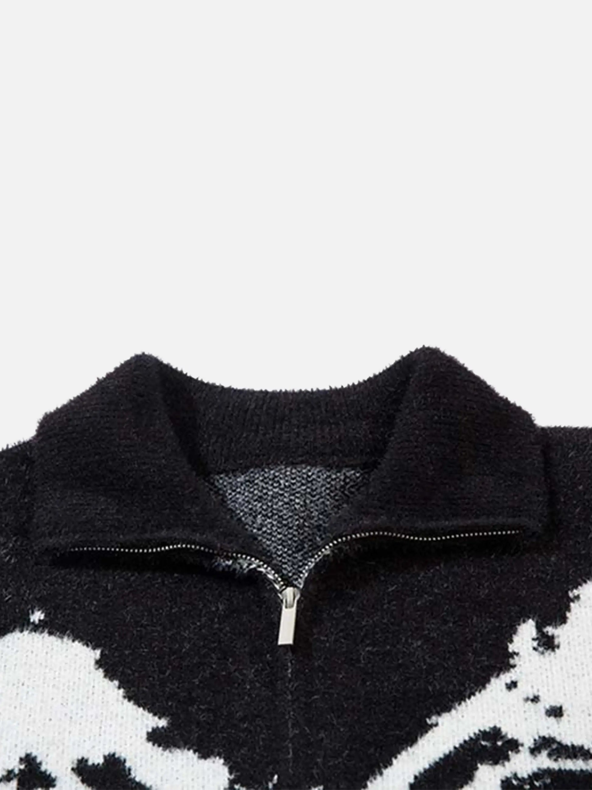 Hand-Painted Slogan Butterfly Jacquard Cardigan