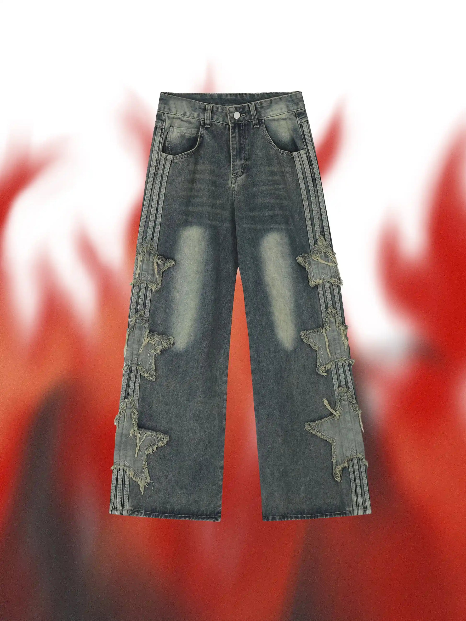Distressed Star Patch Jeans