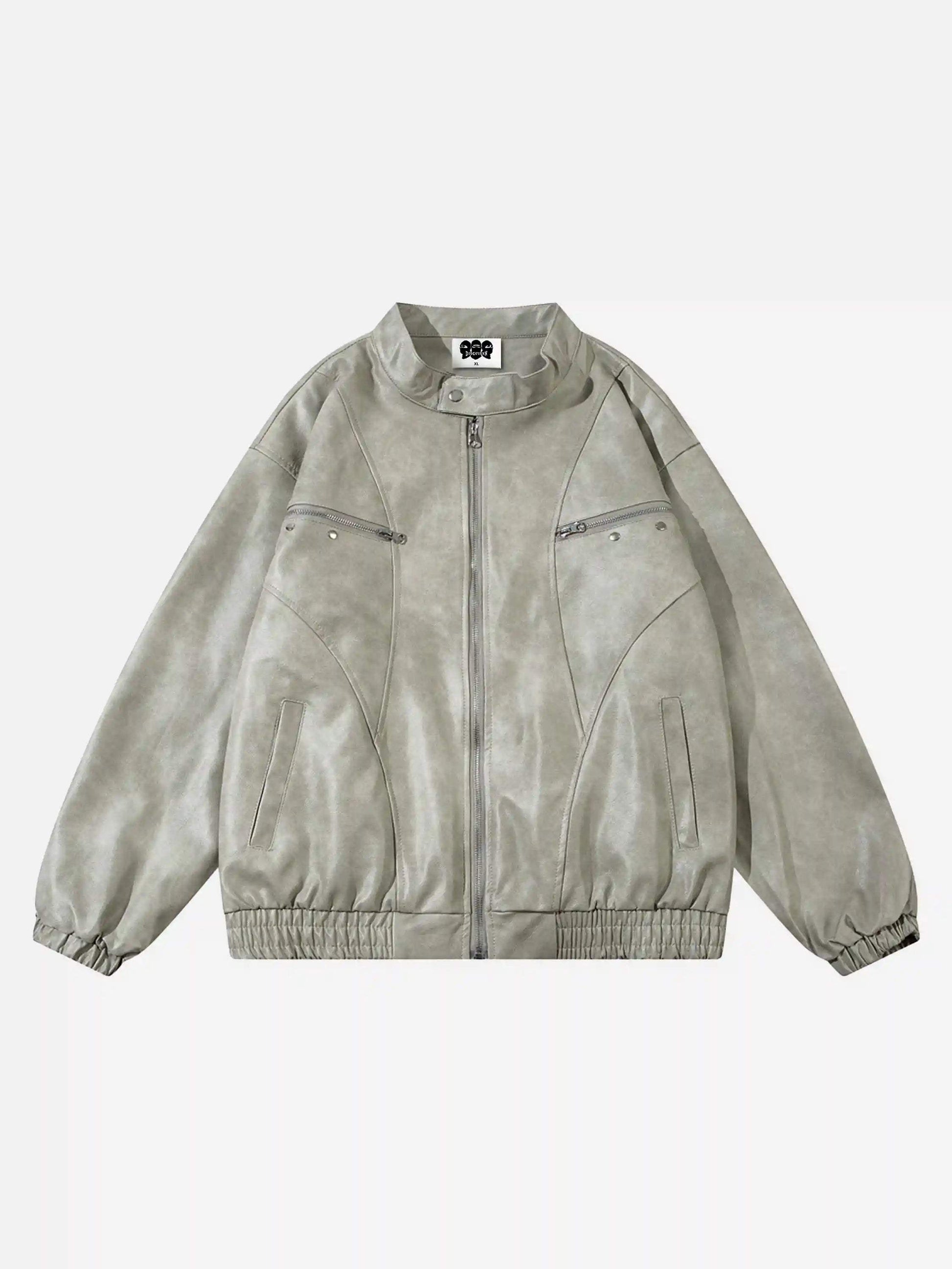 Disguisen American Retro Script Embroidered Motorcycle Jacket