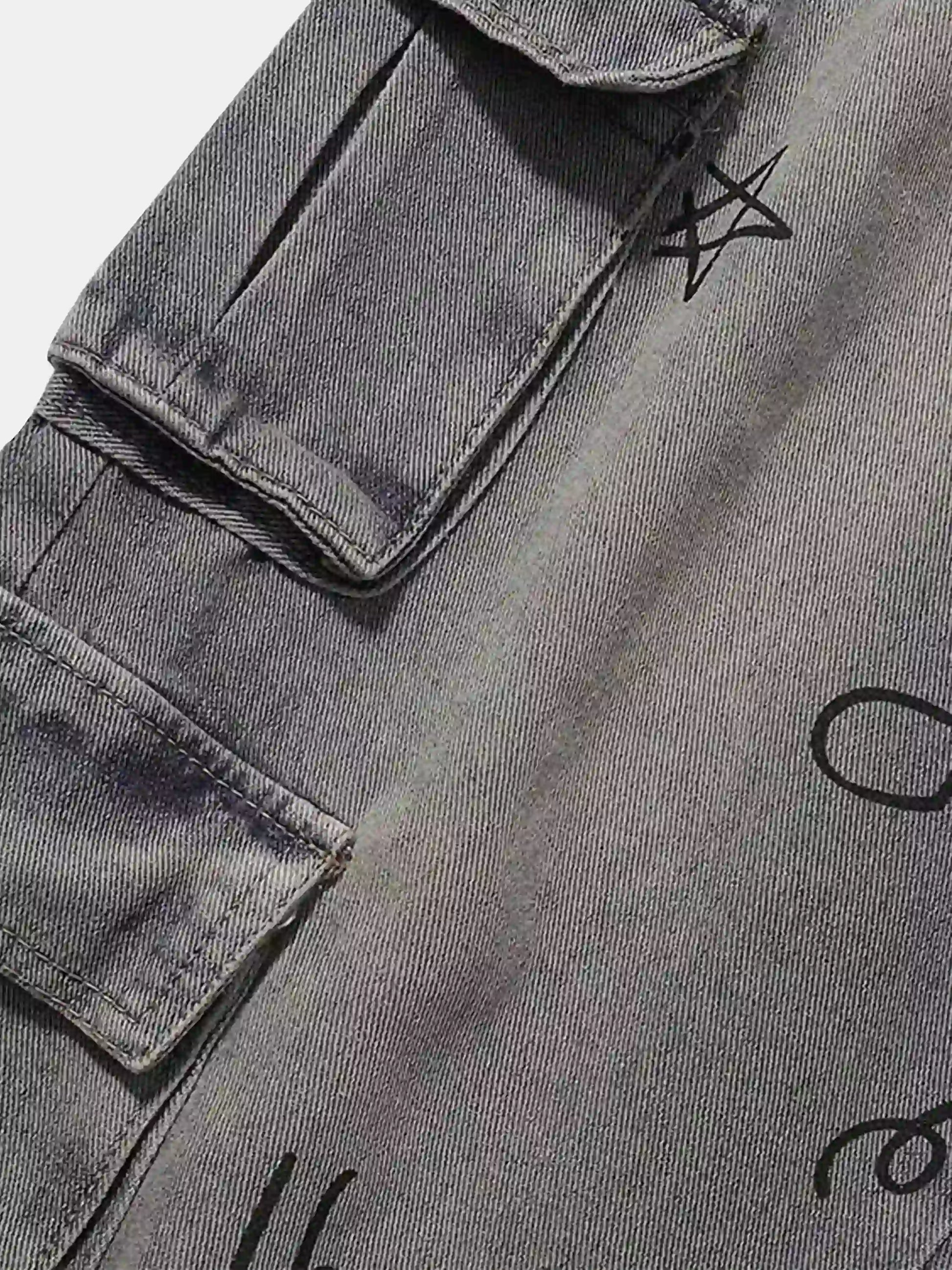 Disguisen Painted Washed Multi-Pocket Cargo Jeans