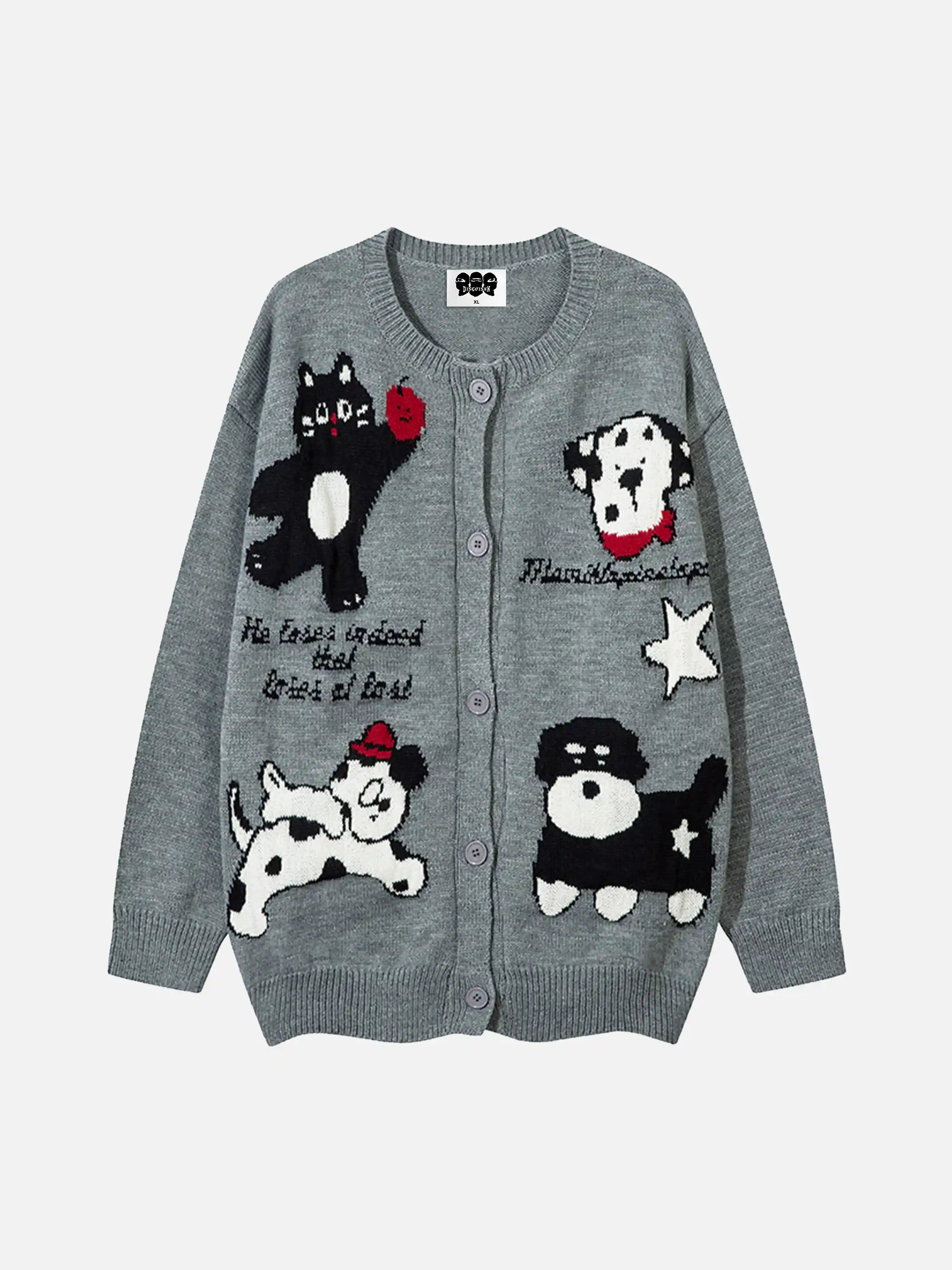 Cartoon Pets Knitted Cardigan