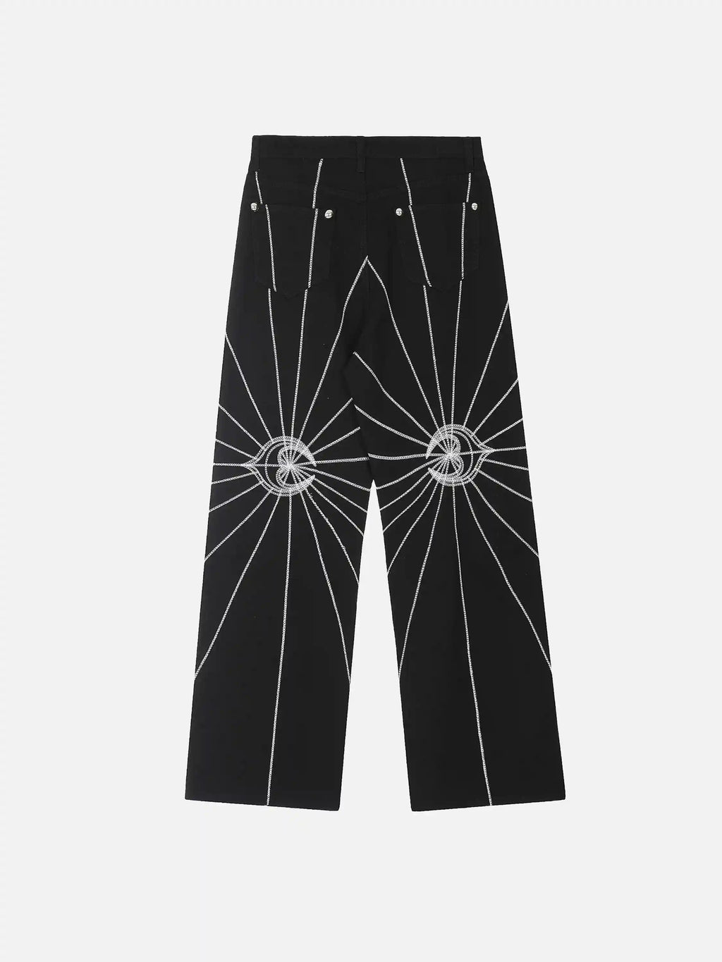Spider Web Topstitched Loose Jeans