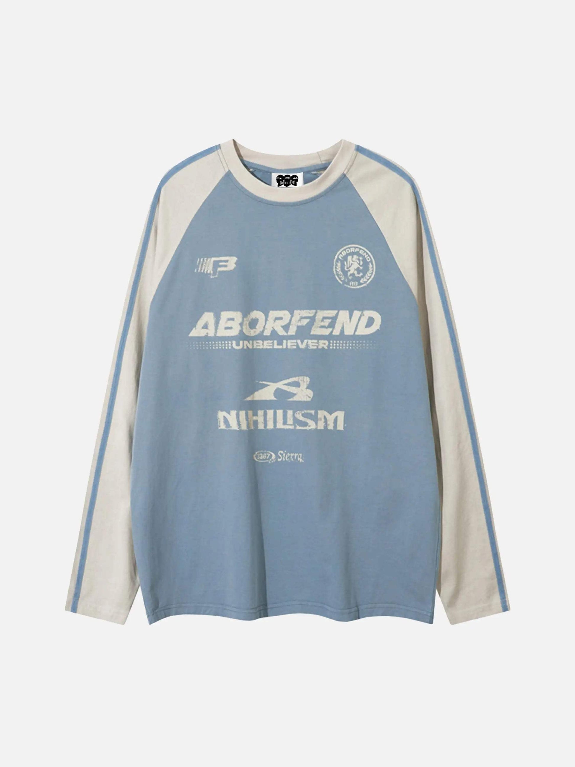 Disguisen Contrast Color Raglan Hip-Hop Long-Sleeved T-Shirt
