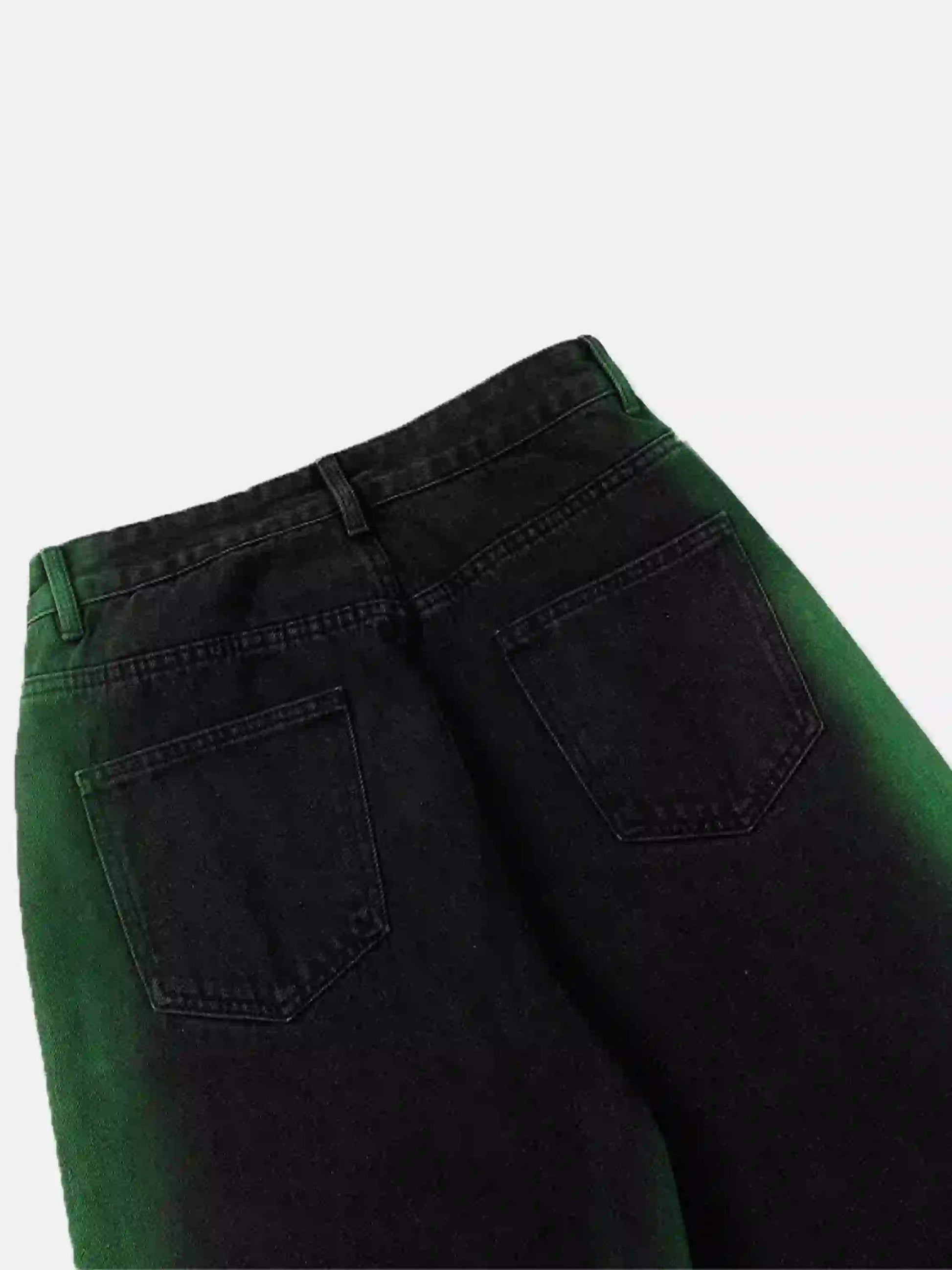 Disguisen Hip-Hop Green Hand-Painted Dirty Jeans