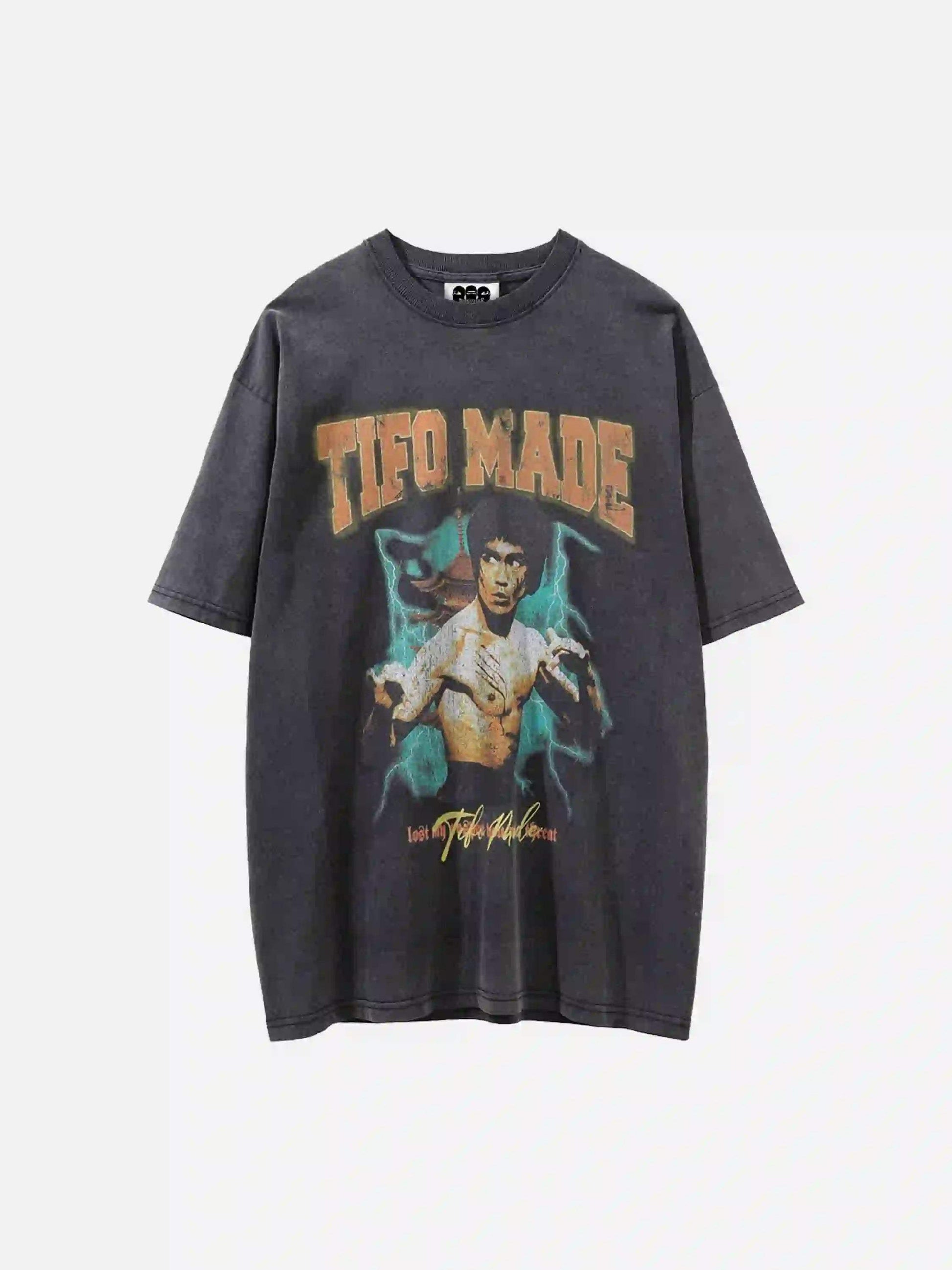 Disguisen Vintage Hip Hop Kung Fu Distressed T-shirt