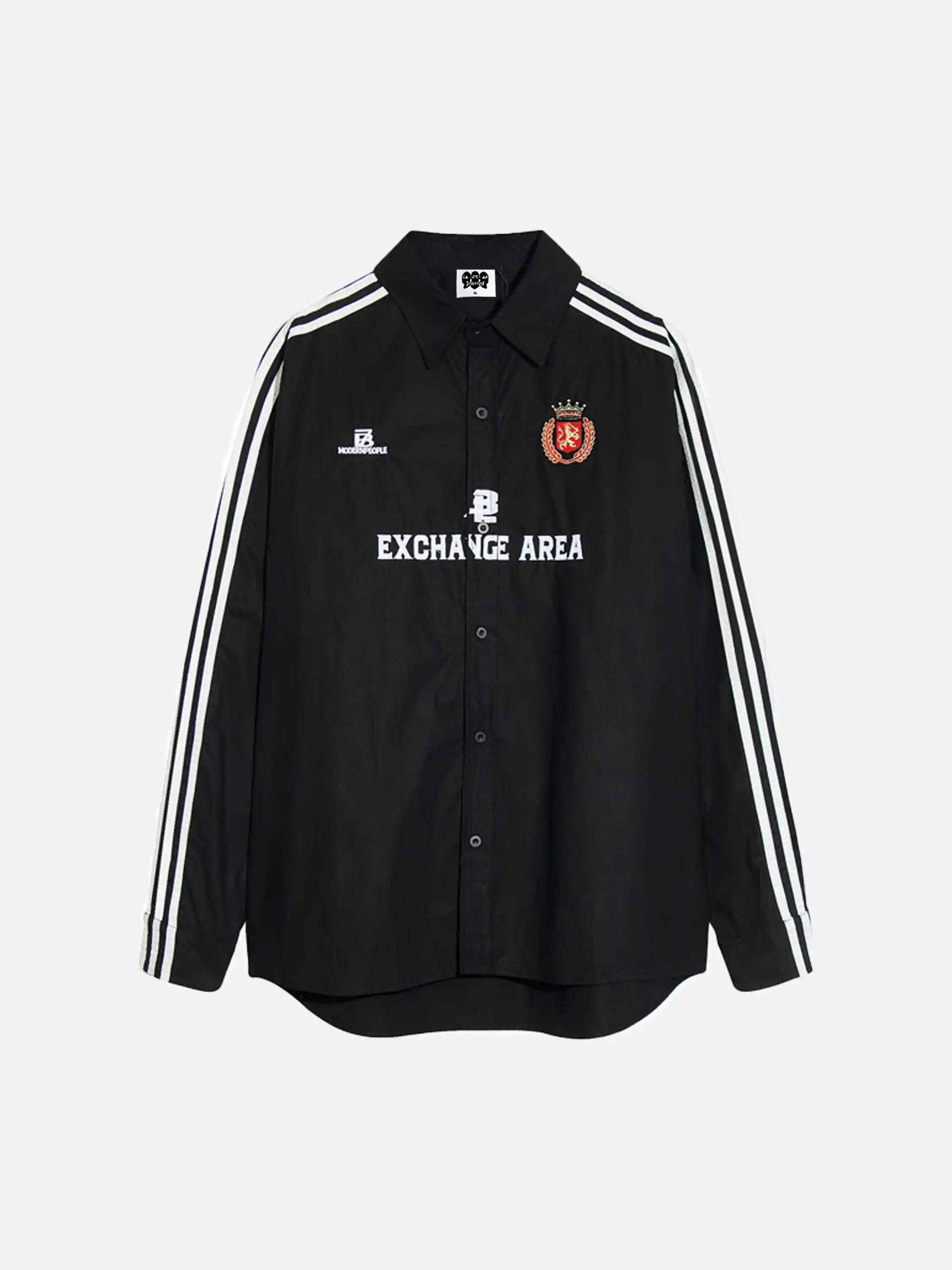 Disguisen American Retro College Style Lapel Long-Sleeved Shirt