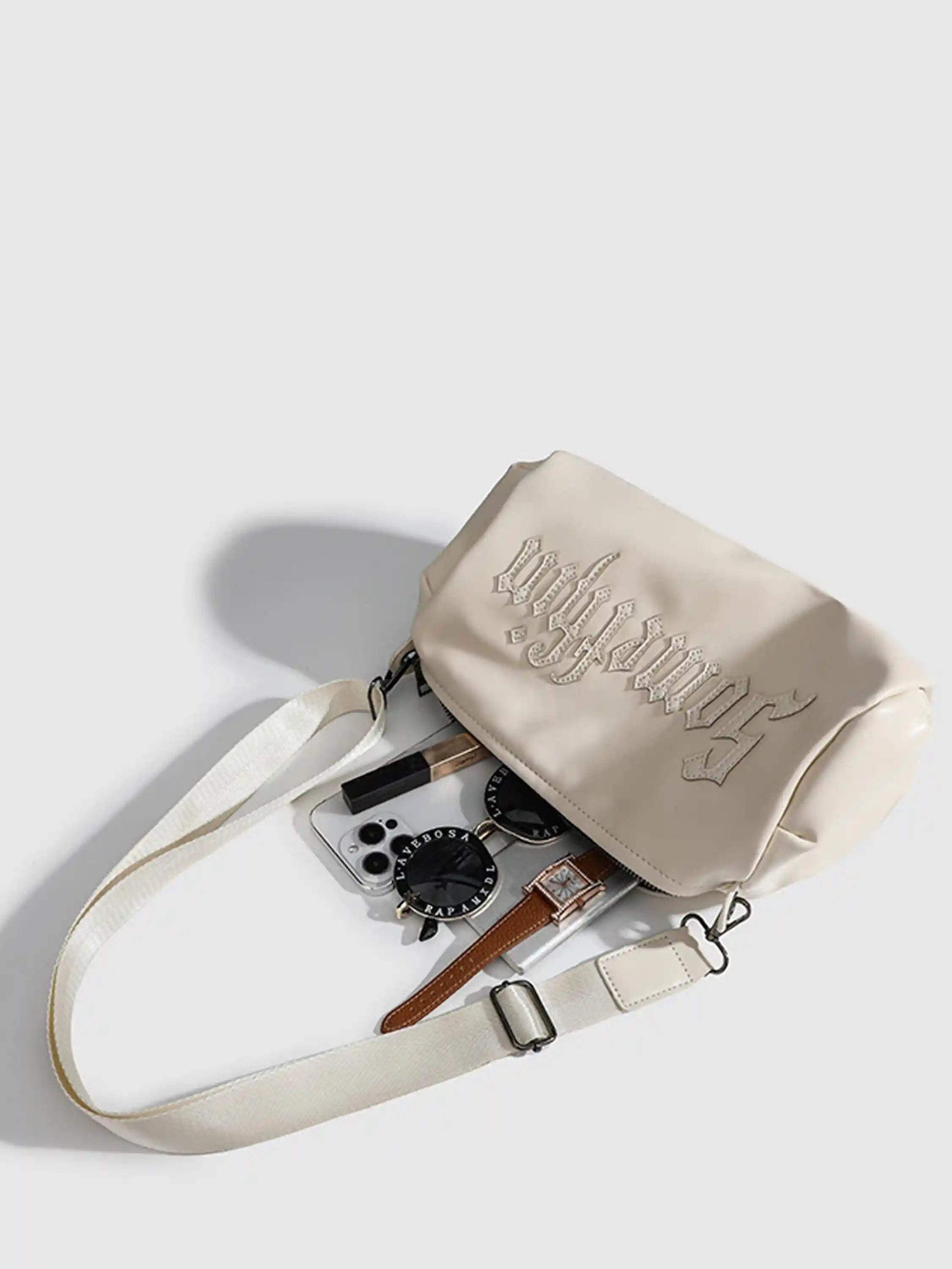 Disguisen Gothic Alphabet Patch Embroidered Crossbody Bag