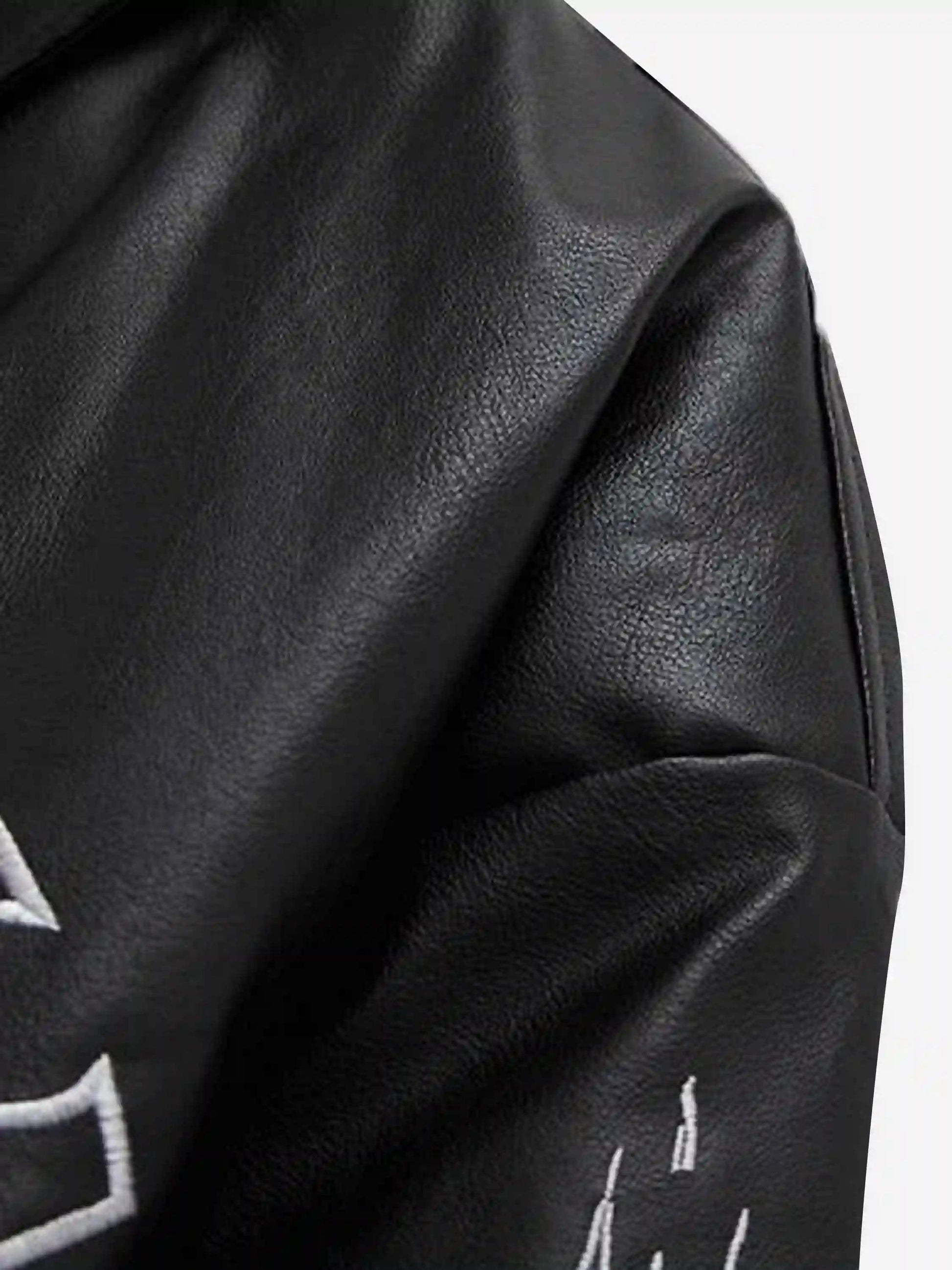 Disguisen Street Architecture Embroidered Leather Jacket