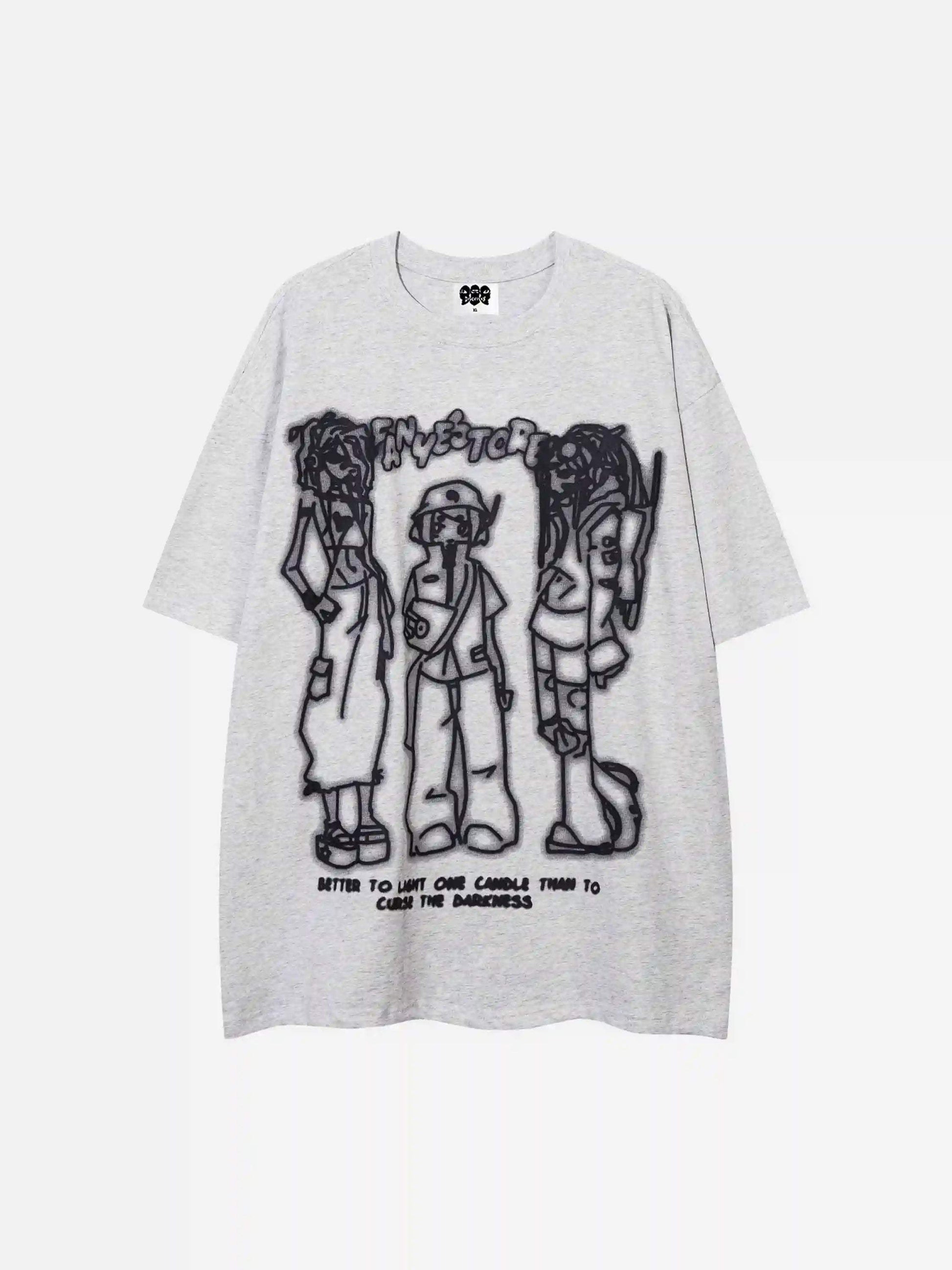 Disguisen American Style Trendy Abstract Character T-Shirt