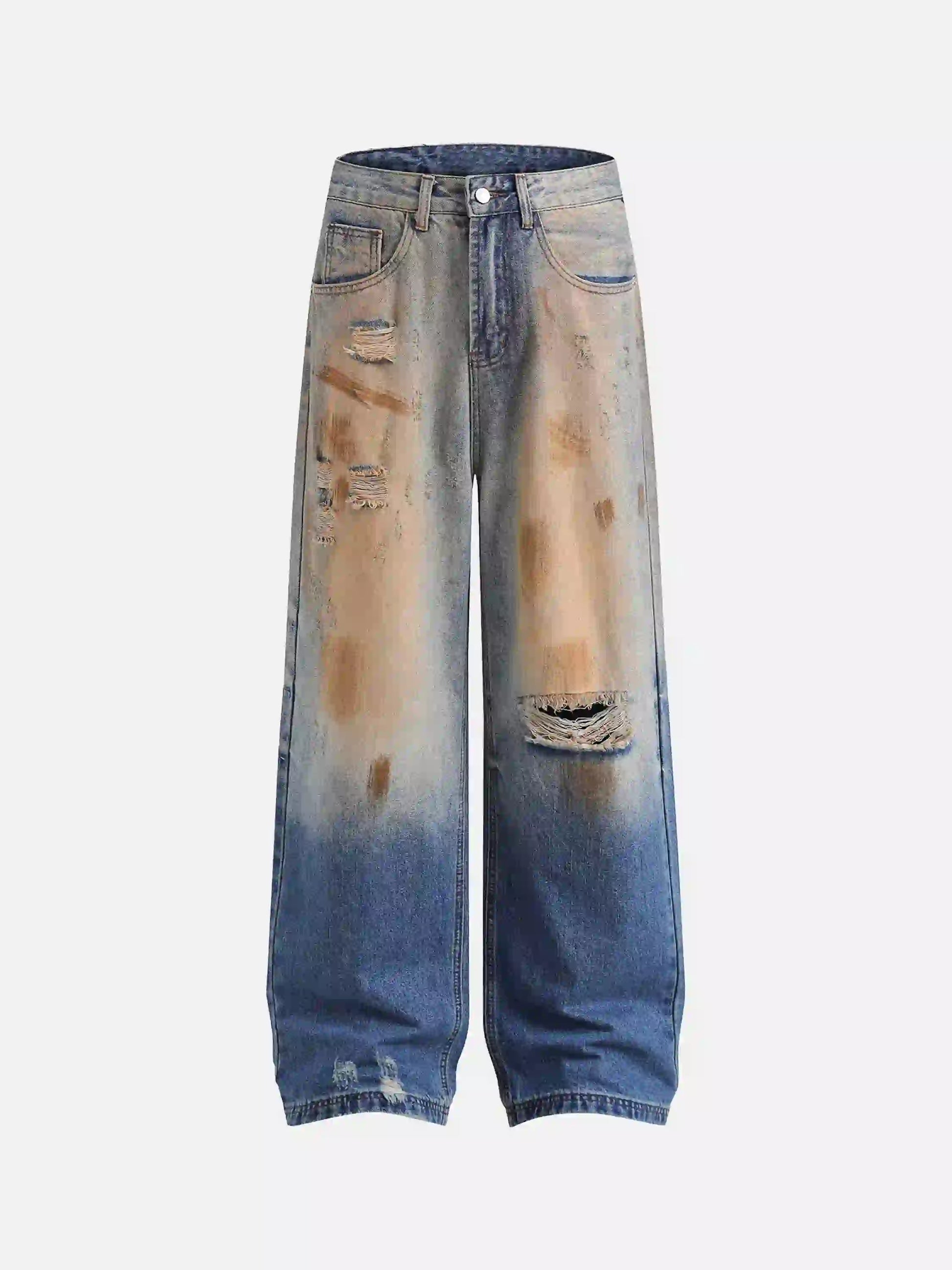 Disguisen Hip-Hop Ripped Mud-Dyed Jeans