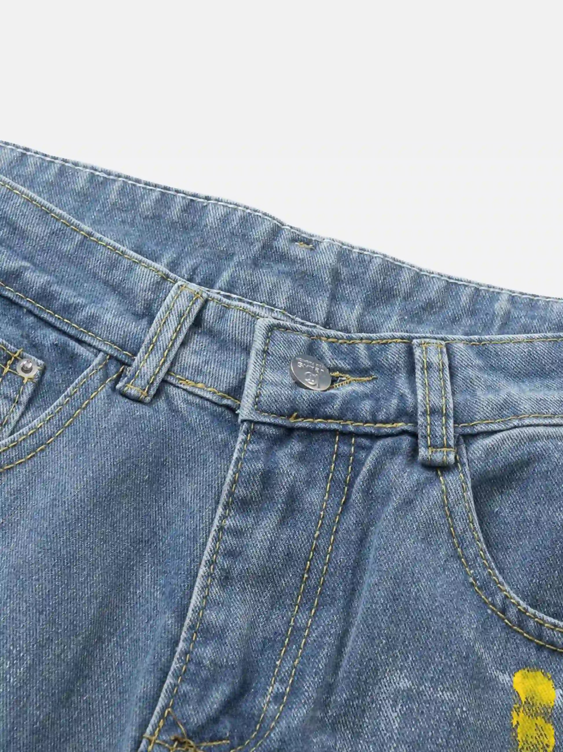 Disguisen American Hip-Hop Painted Personalized Jeans