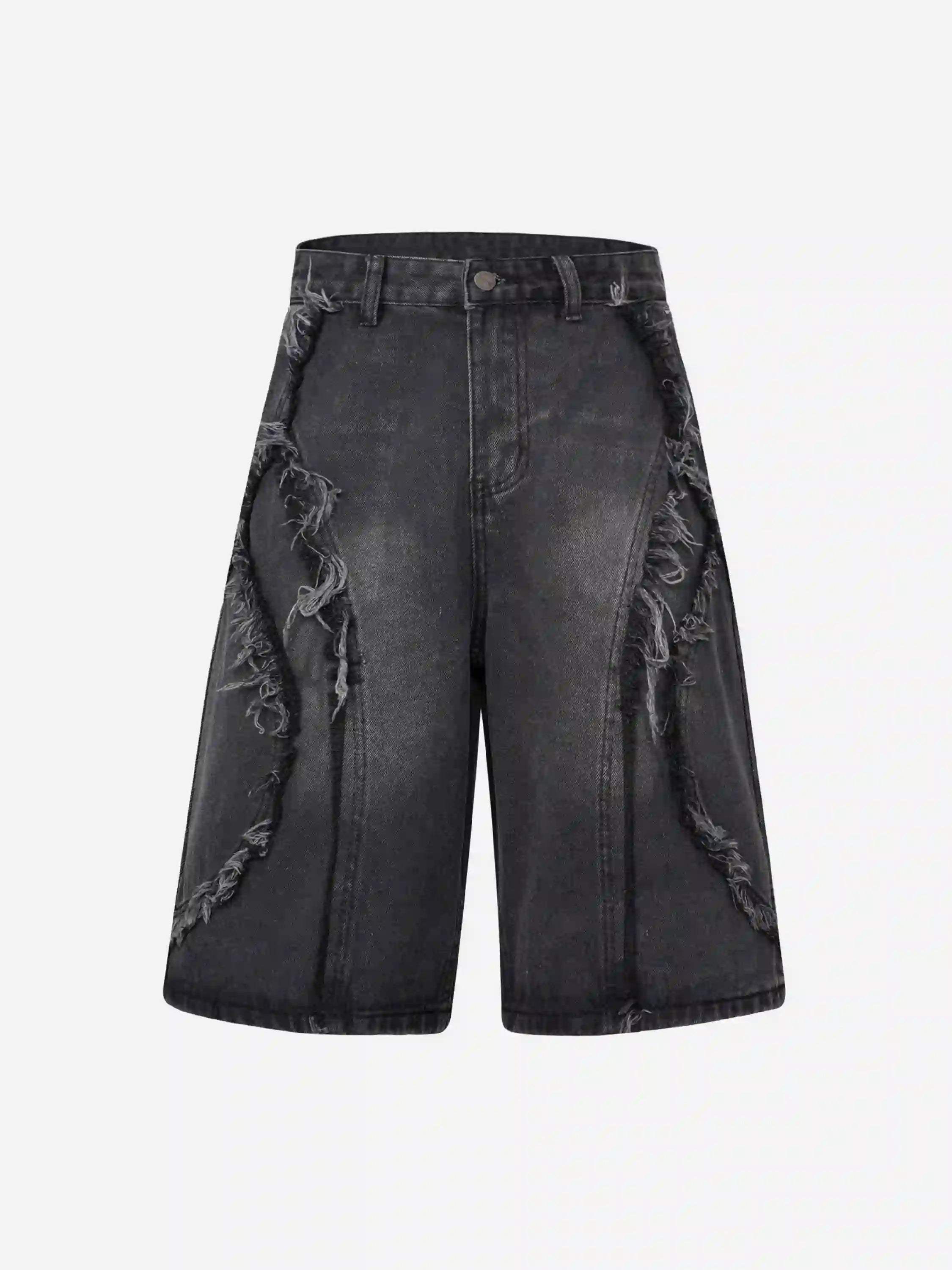 Disguisen Clean Fit Whisker Patchwork Cropped Denim Jorts