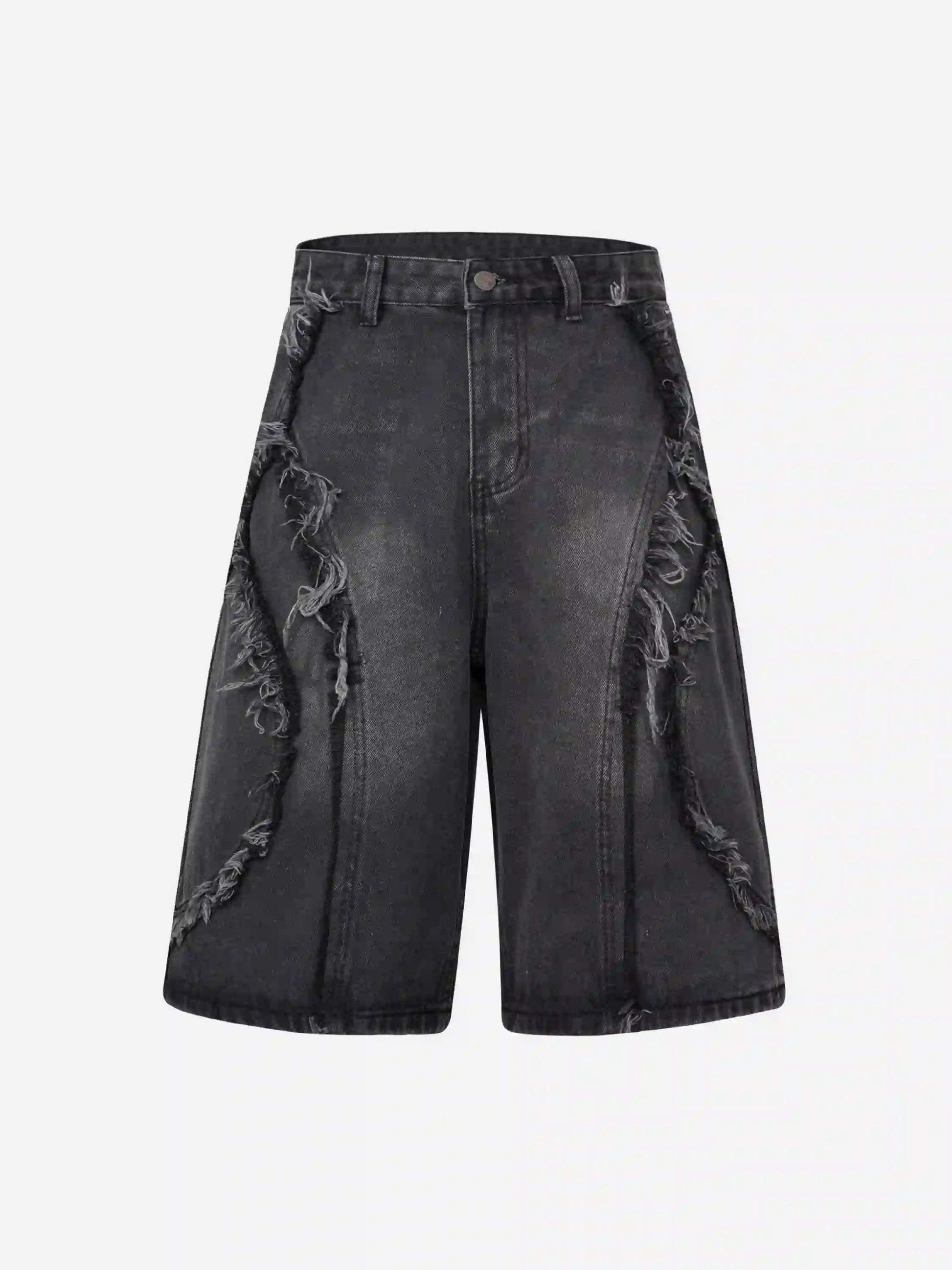 Disguisen Clean Fit Whisker Patchwork Cropped Denim Jorts