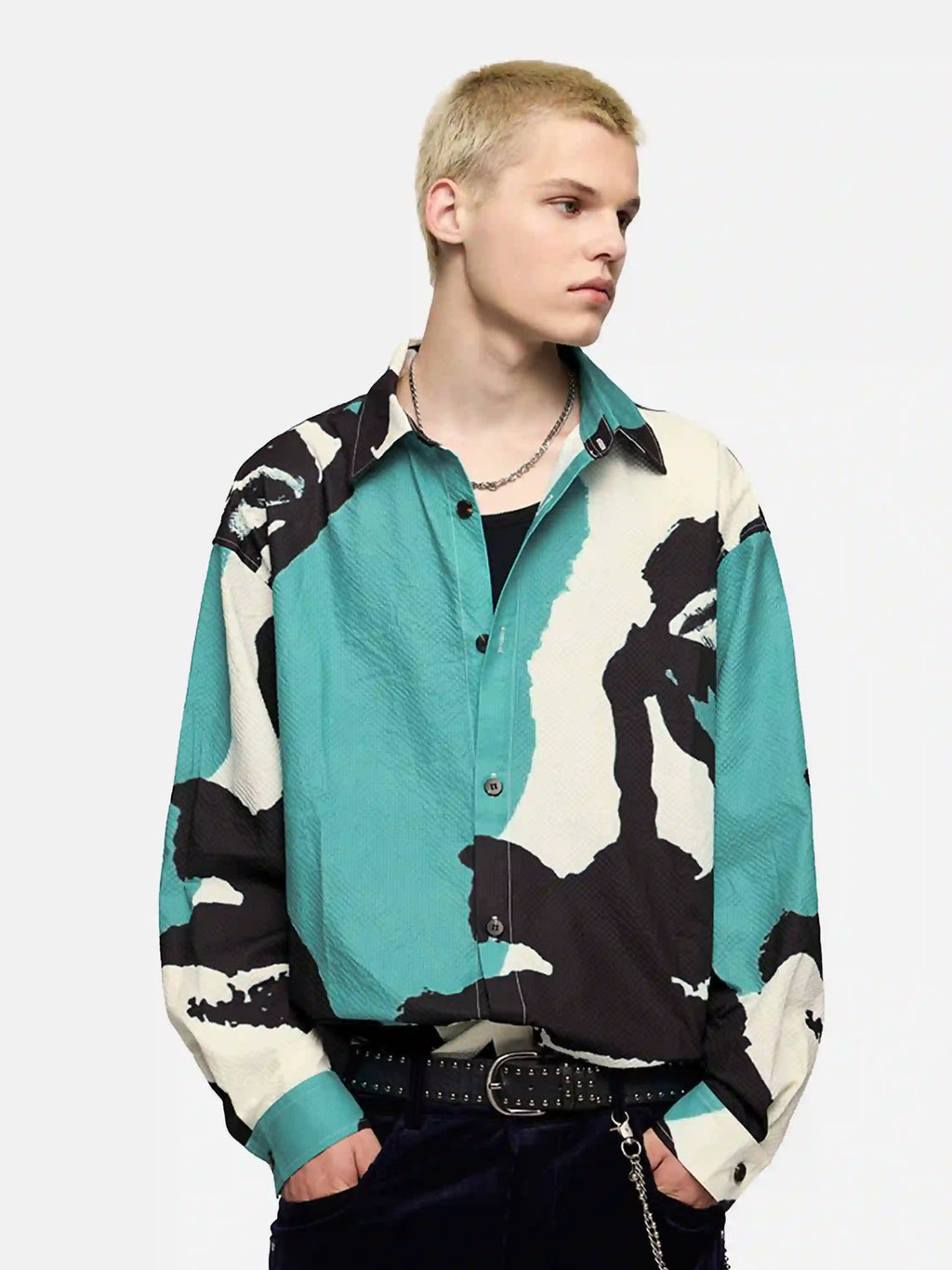 Disguisen American Graffiti Abstract Portrait Seersucker Shirt