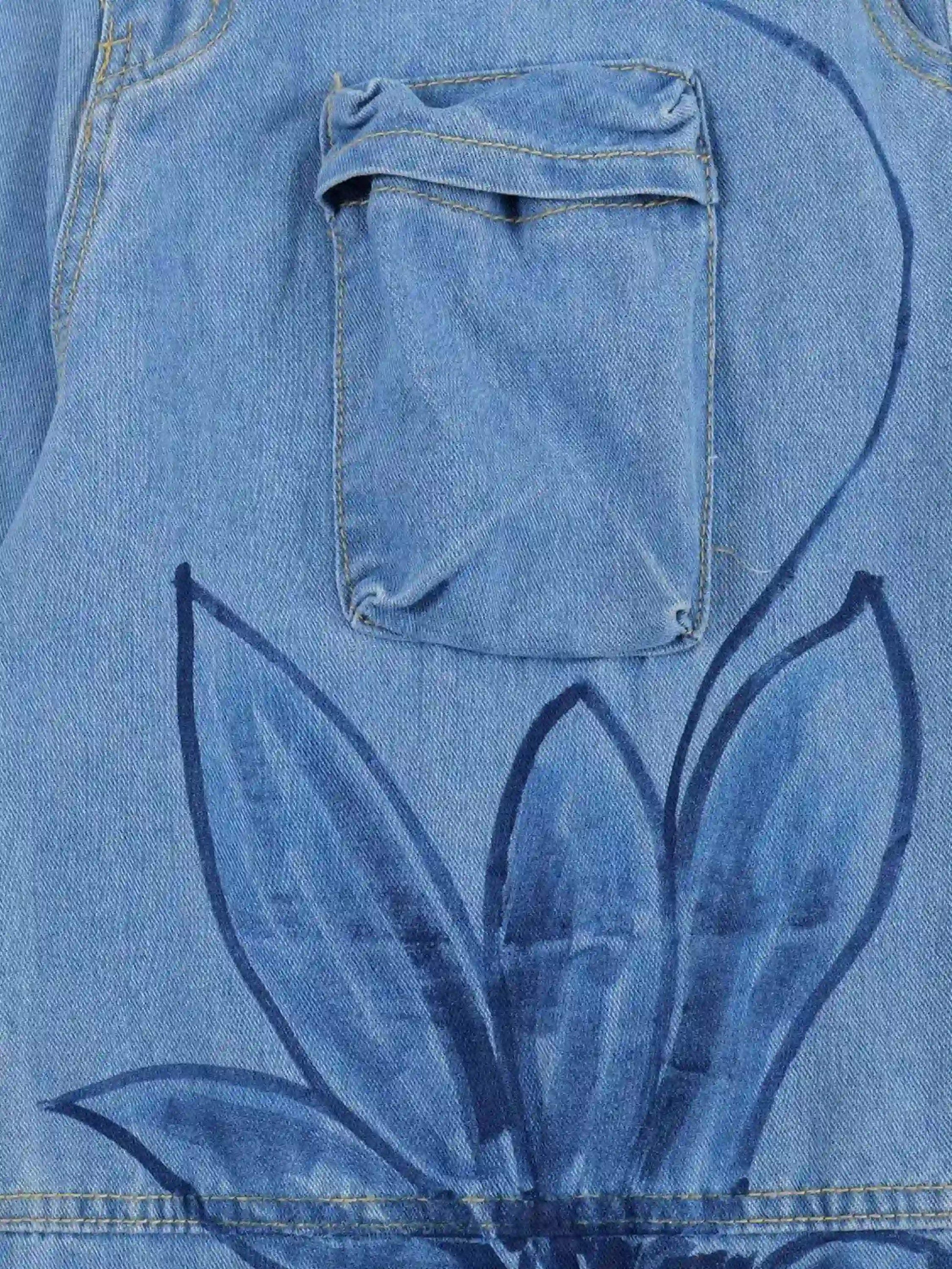 Disguisen Street Hand-Painted Graffiti Wide-Leg Jeans