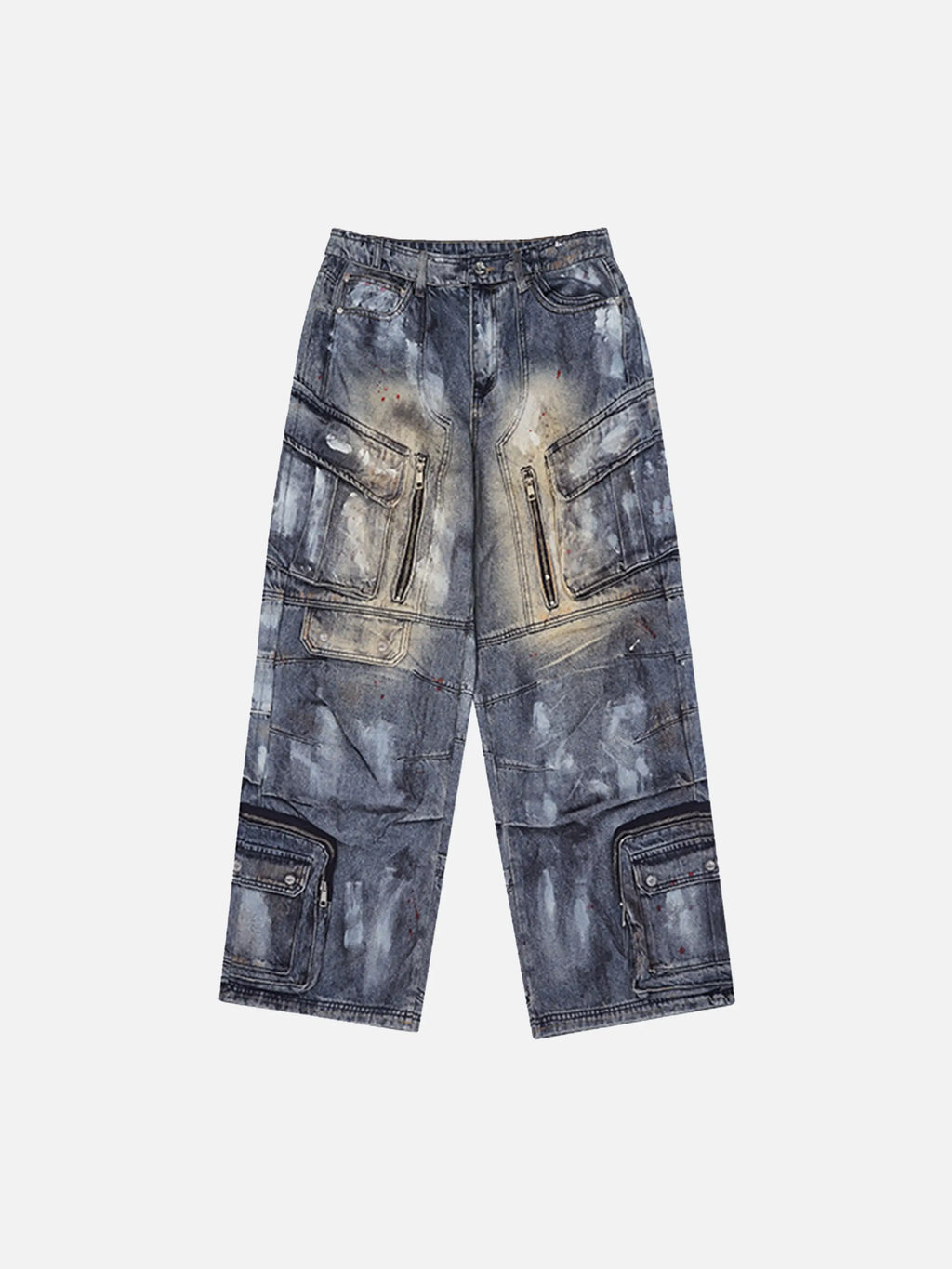Multi-Pocket Dirty Overalls Jeans