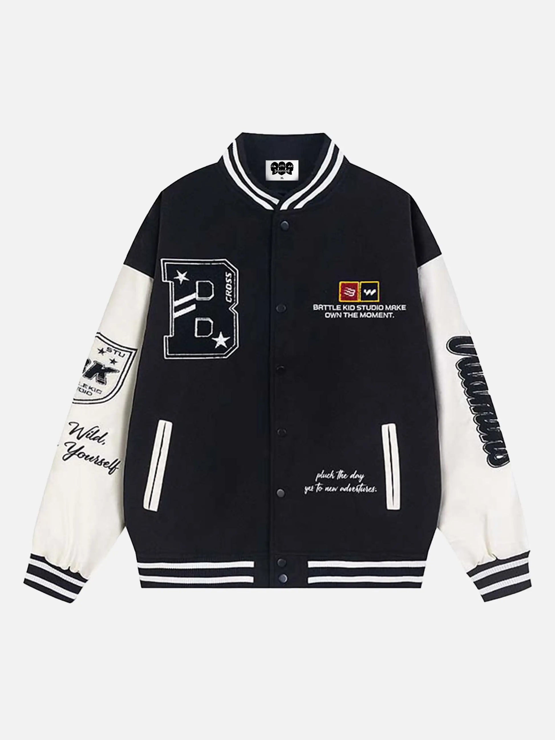 Vintage Contrast Color Towel Embroidered Baseball Jacket