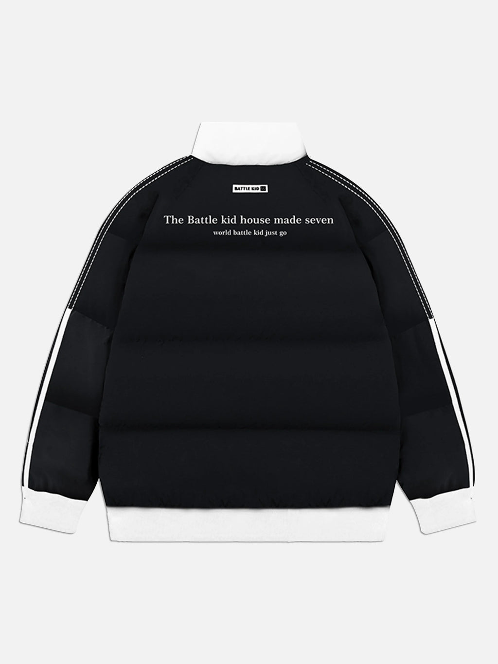 Colorblock Striped Stand Collar Coat