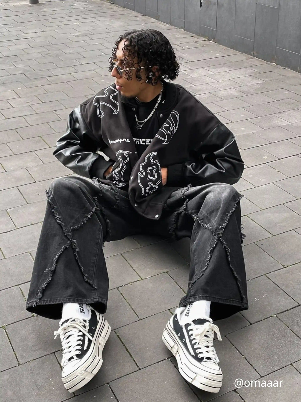 Symbol Embroidery PU Leather Racing Jacket