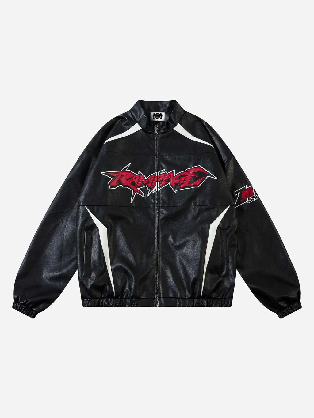 Disguisen Hip-Hop Street Biker Embroidered Leather Jacket
