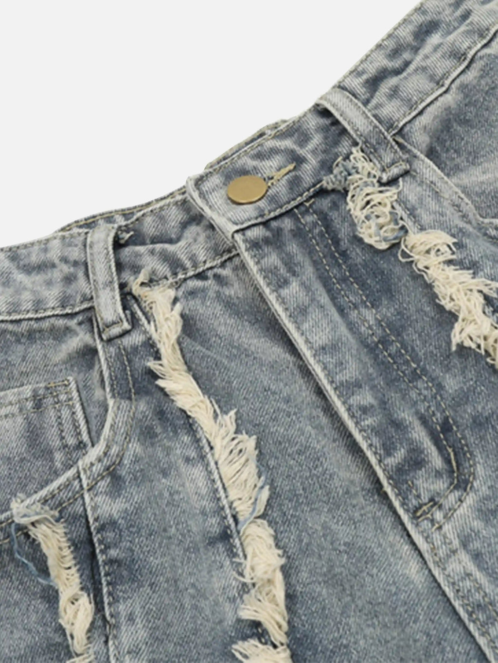 Vintage Fringed Raw-edge Jeans