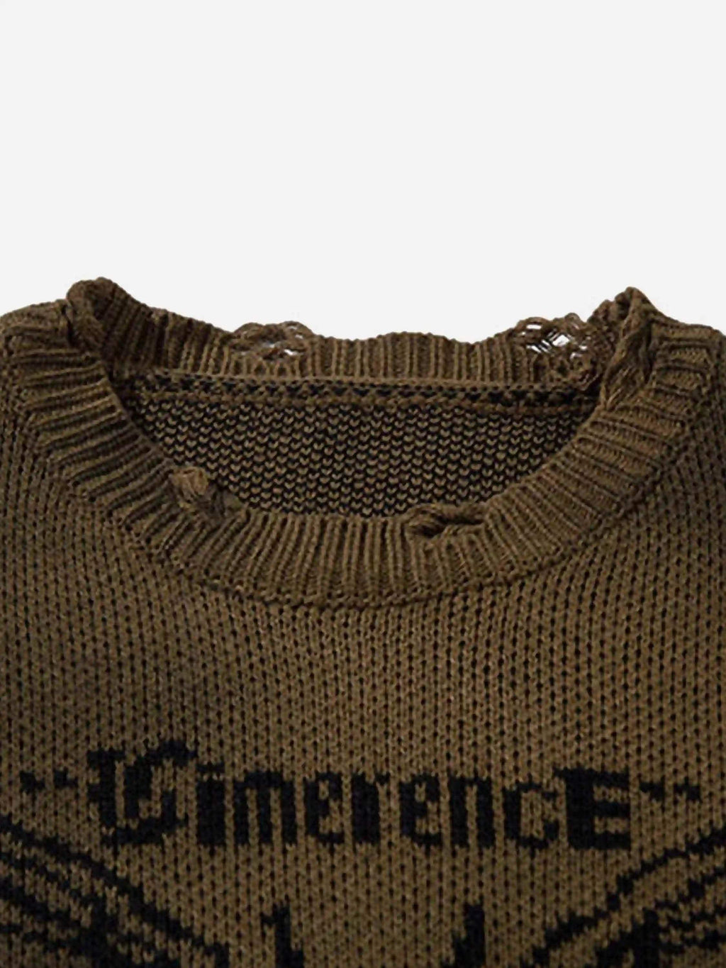 Disguisen Hip-Hop Lazy Style Butterfly Jacquard Ripped Sweater