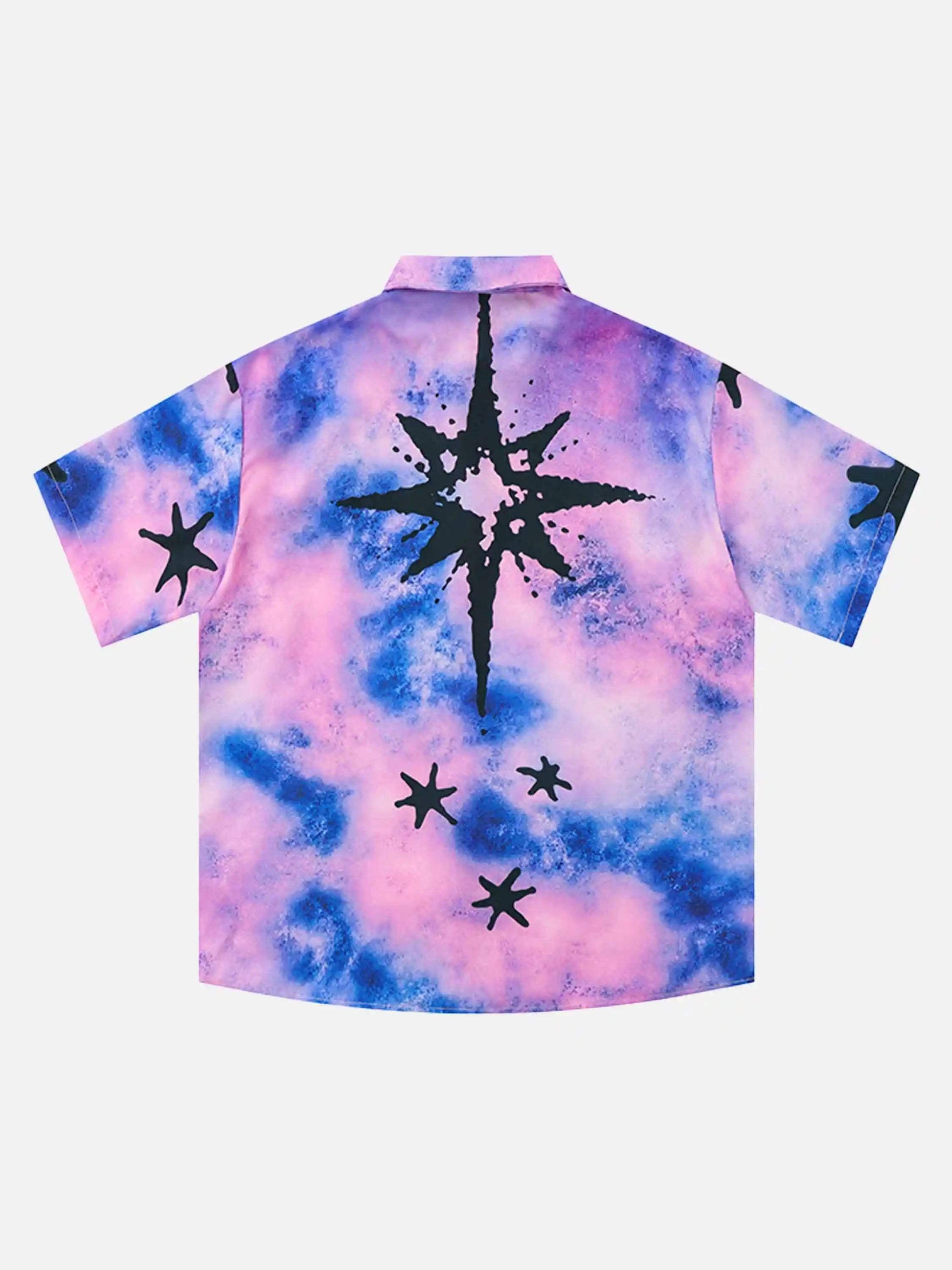 Disguisen Gradient Tie-Dye Short-Sleeved Hip-Hop Shirt