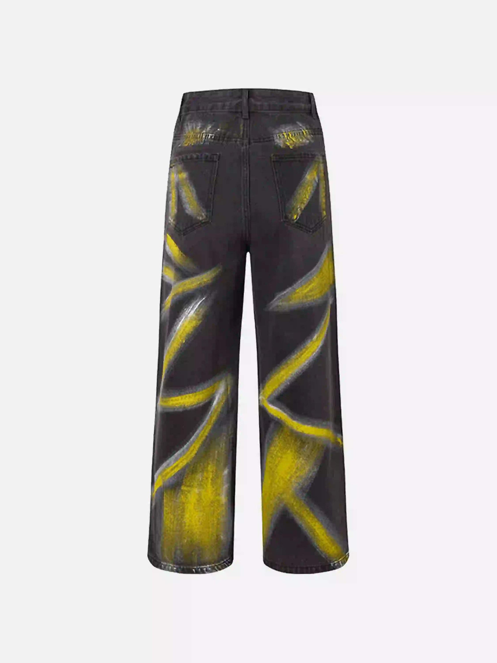 Disguisen Street Jeans dritti sporchi dipinti a mano
