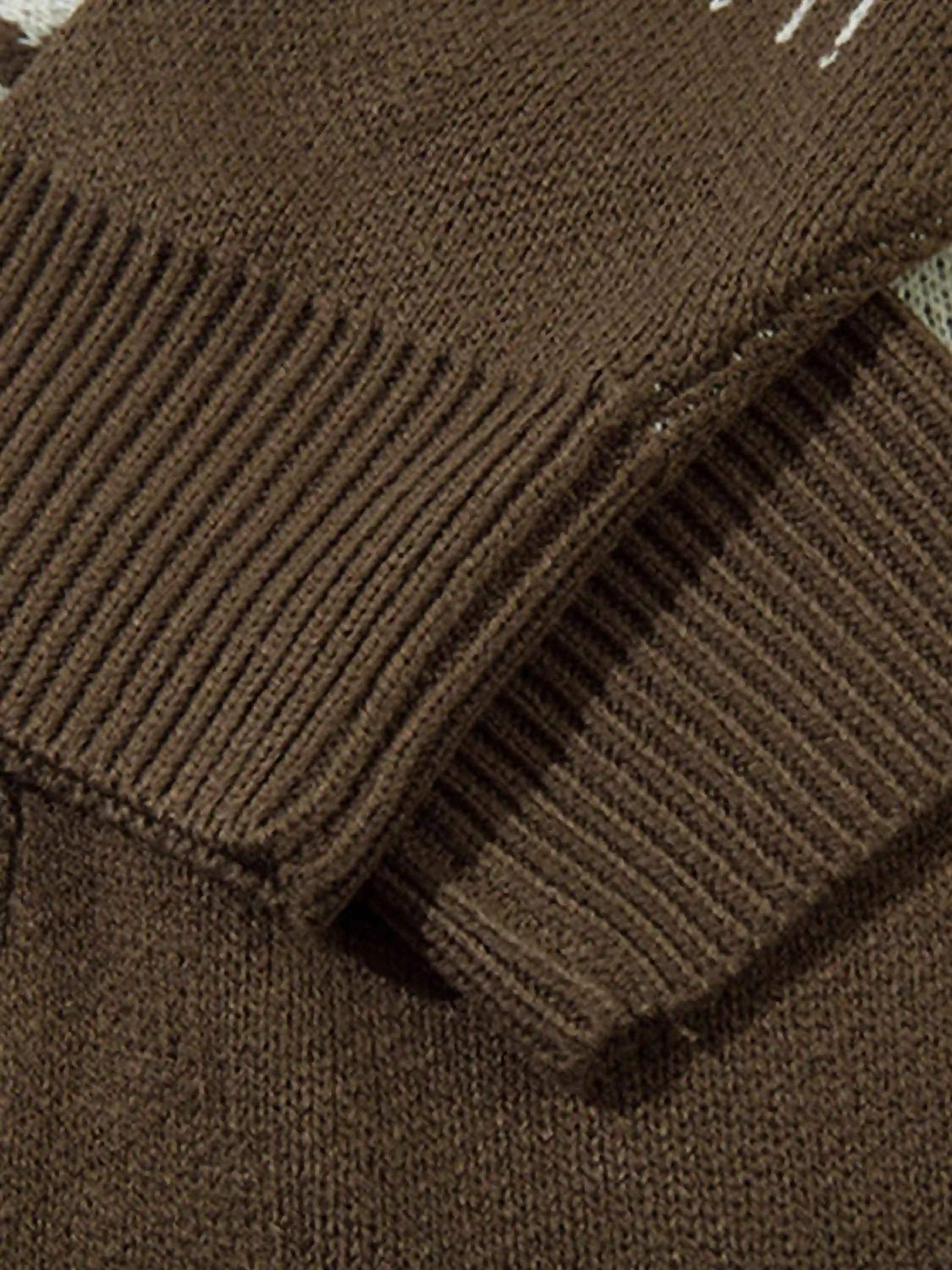 Disguisen Asymmetric Jacquard Stitching With Two-Way Zipper Sweater