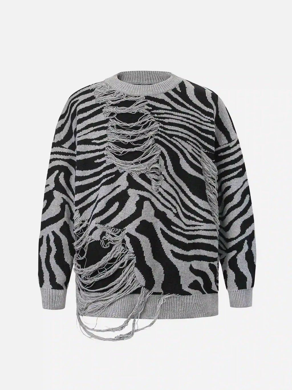 Disguisen Ripped Zebra Pattern Sweater