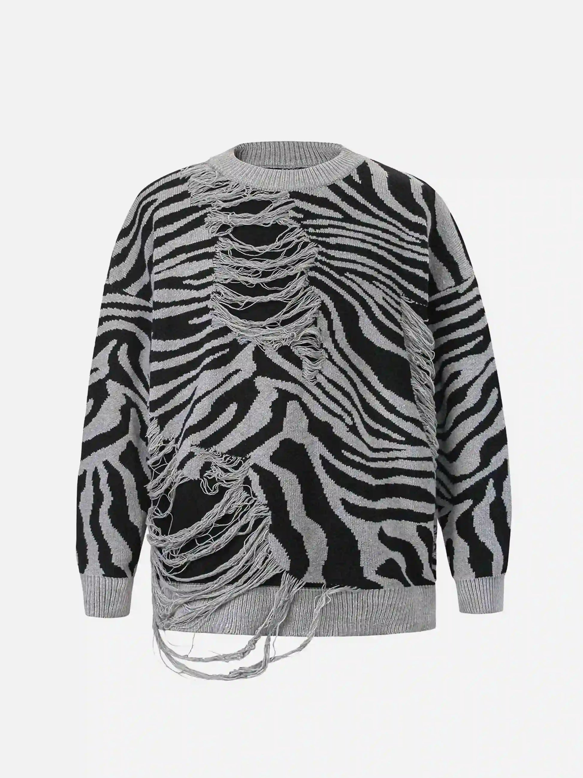 Disguisen Ripped Zebra Pattern Sweater