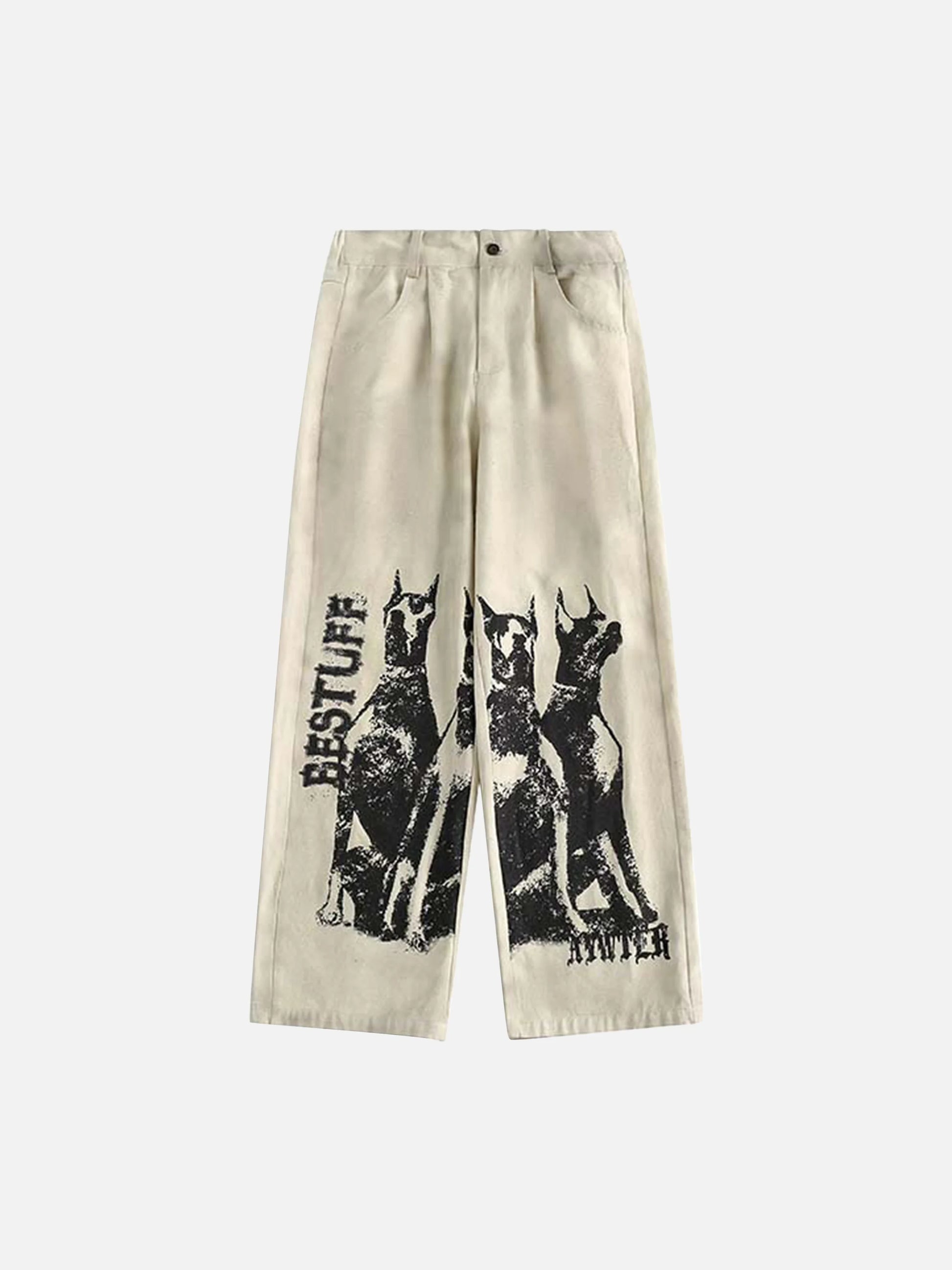Pantalon de survêtement délavé et vieilli avec graffiti Doberman de Disguisen