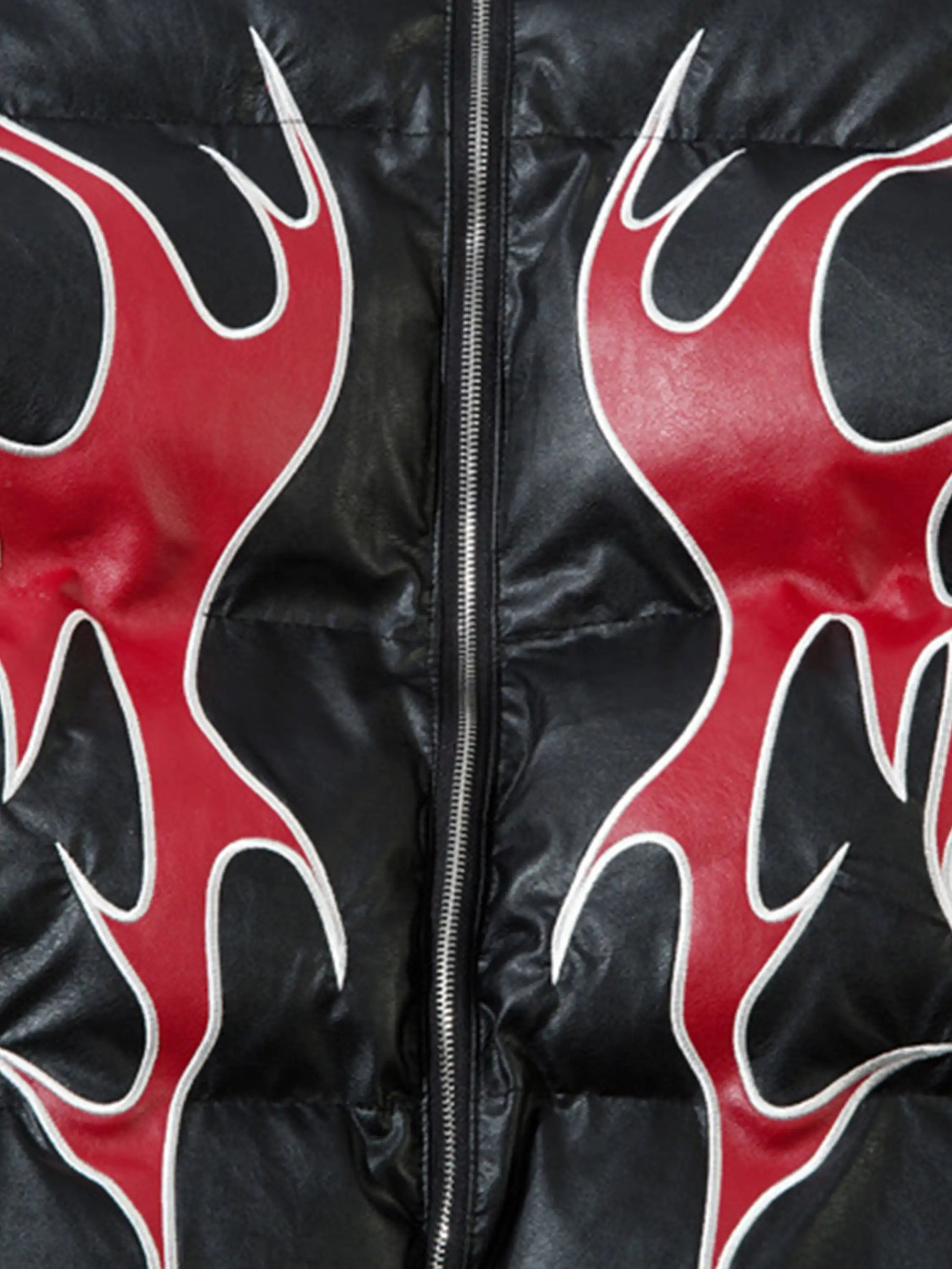 Flame PU Leather Zip-up Jacket