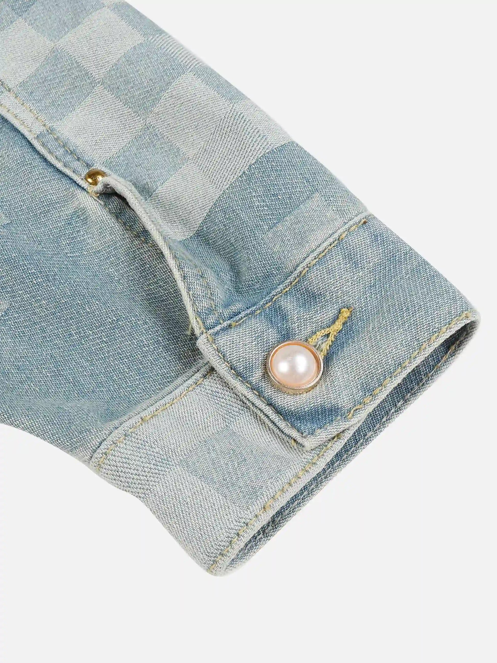 Disguisen Plaid Pearl Button Denim Jacket