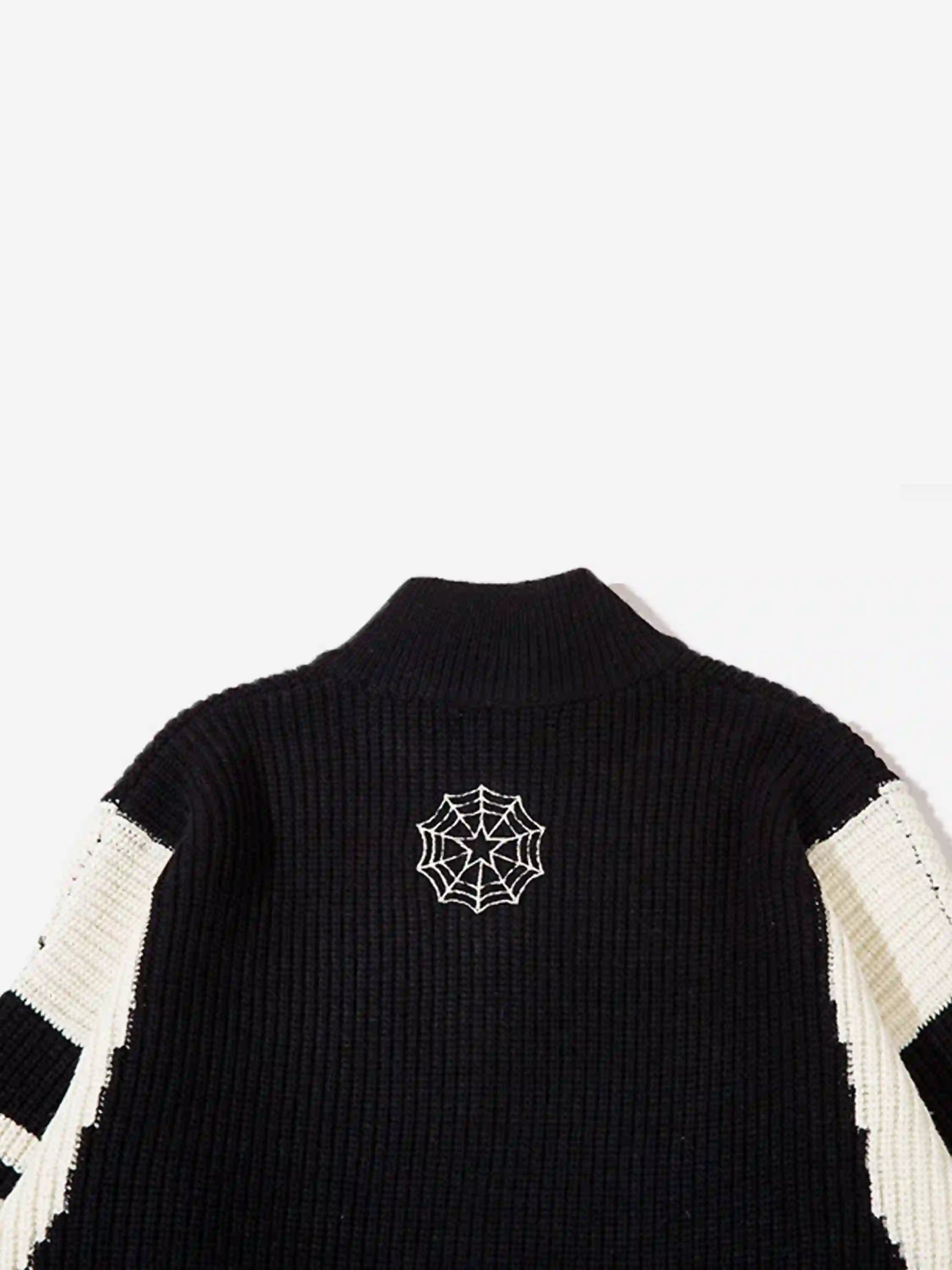 Disguisen Spider Web Stand Collar Zip-up Cardigan
