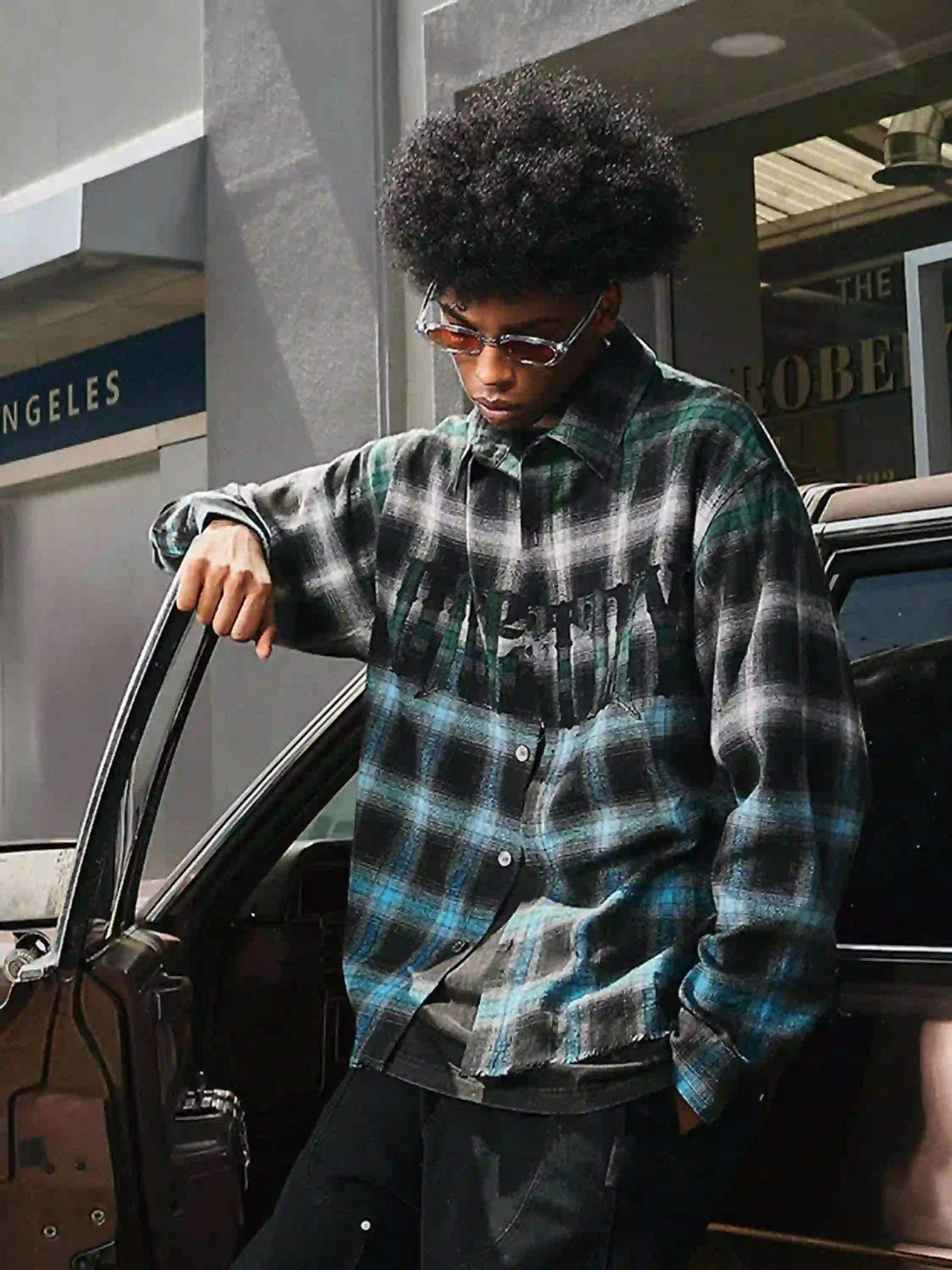 Disguisen American High Street Flame Contrast Patchwork Shirt