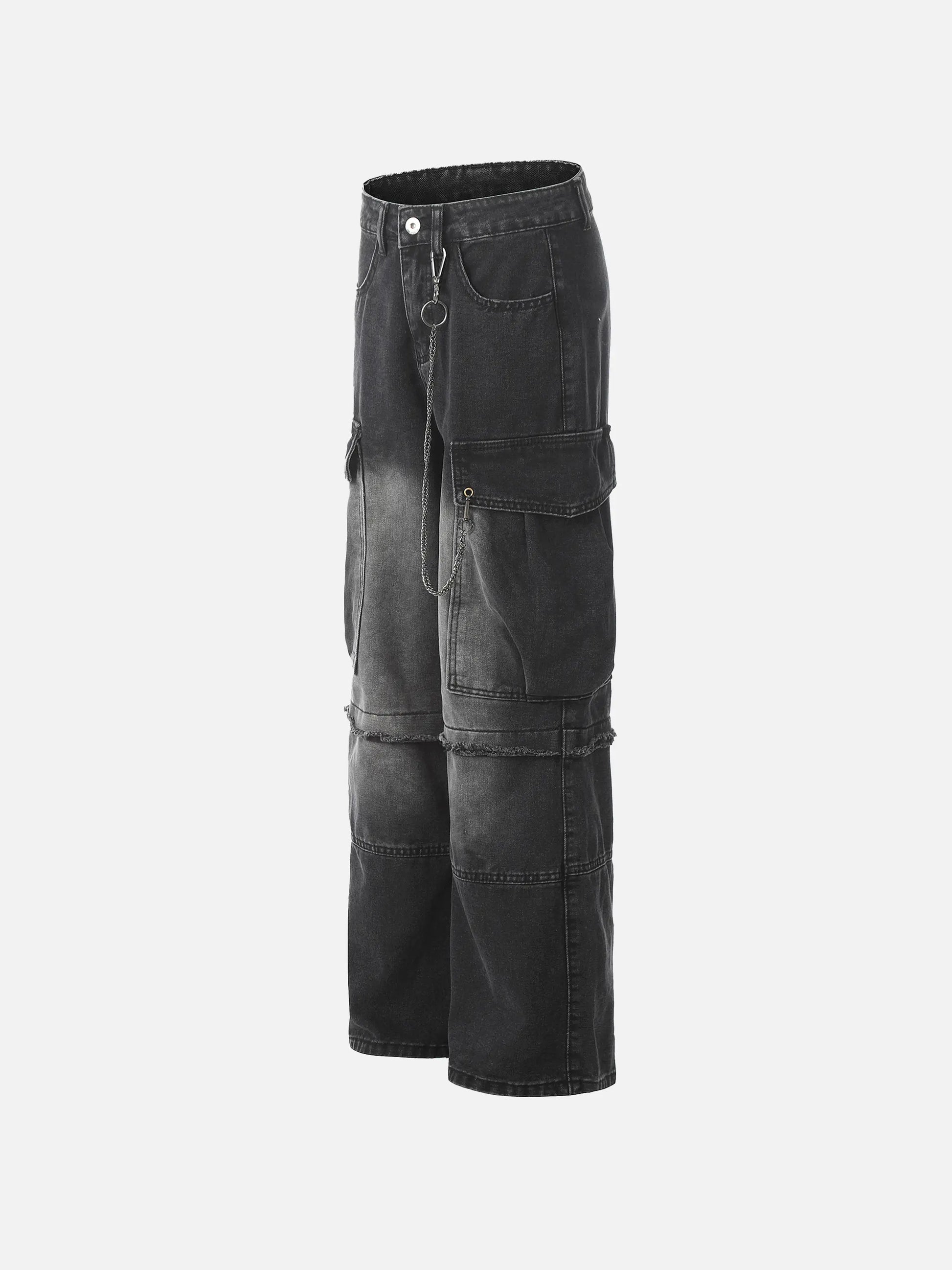Chain Design Big Pockets Cargo Jeans