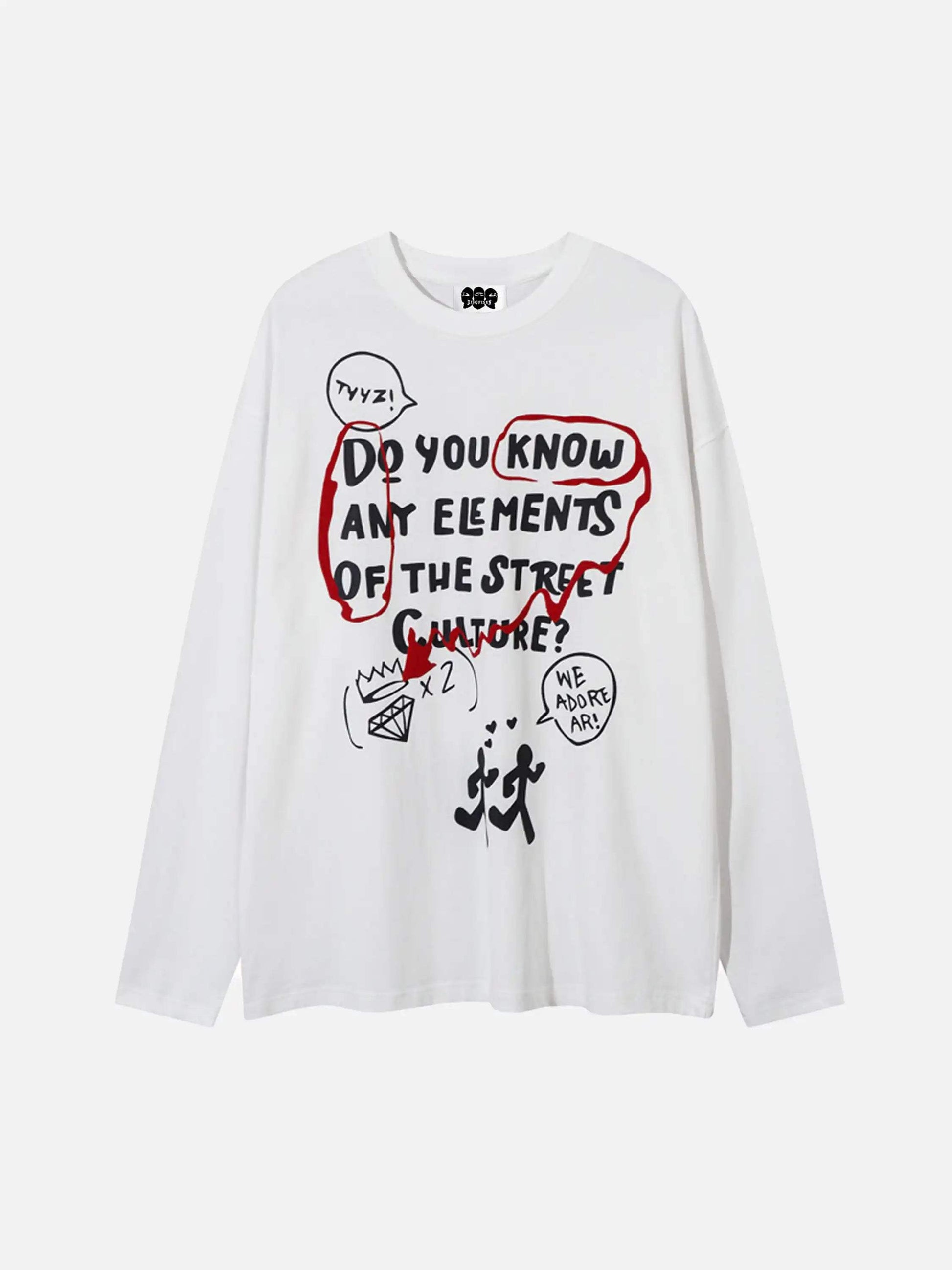 Disguisen Street Fun Letter Graffiti Long Sleeve T-Shirt