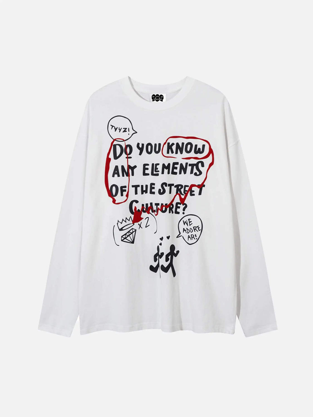 Disguisen Street Fun Letter Graffiti Long Sleeve T-Shirt
