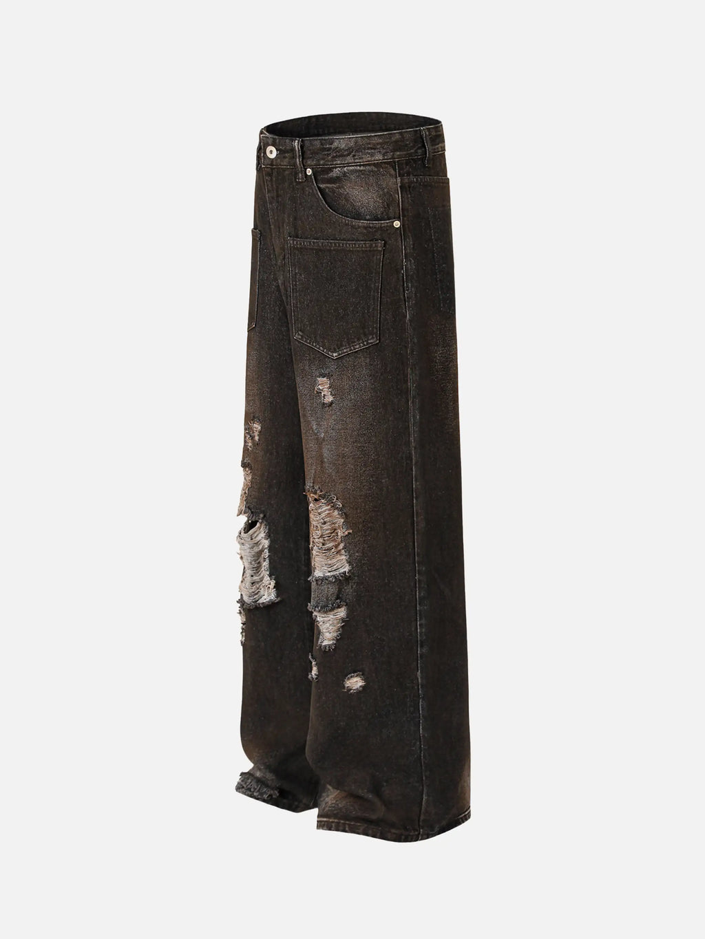 Washed Distressed Multi-pocket Ripped Jeans