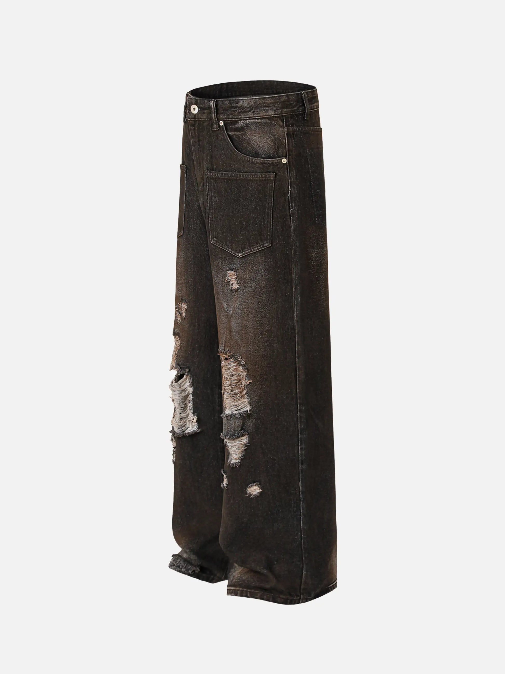 Washed Distressed Multi-pocket Ripped Jeans