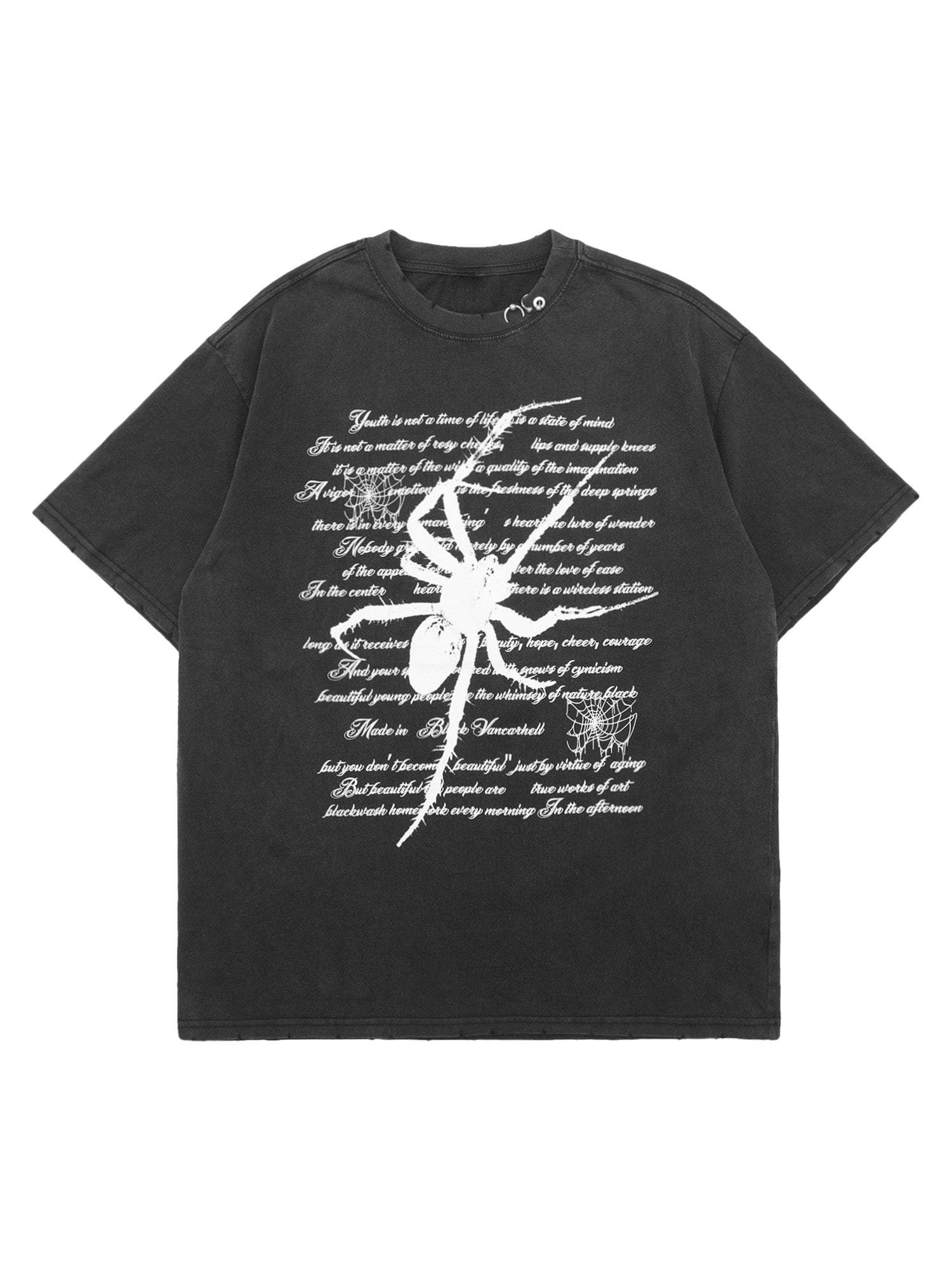 Disguisen Spider Crawling Letters Street Rap T-shirt