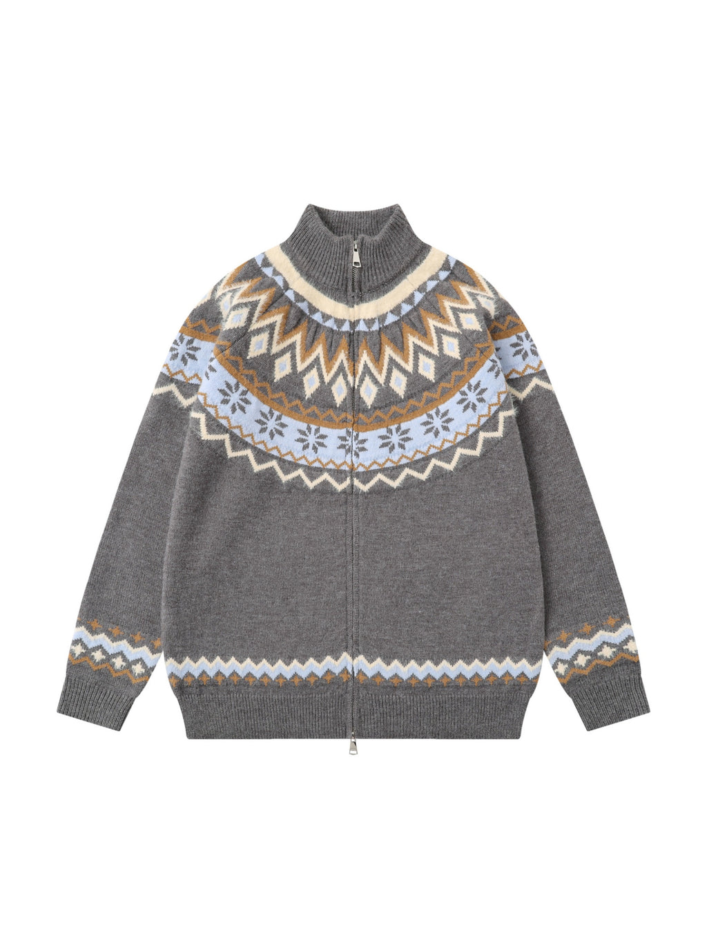 High-neck knitwear Diamond Weave Jacquard Sweater
