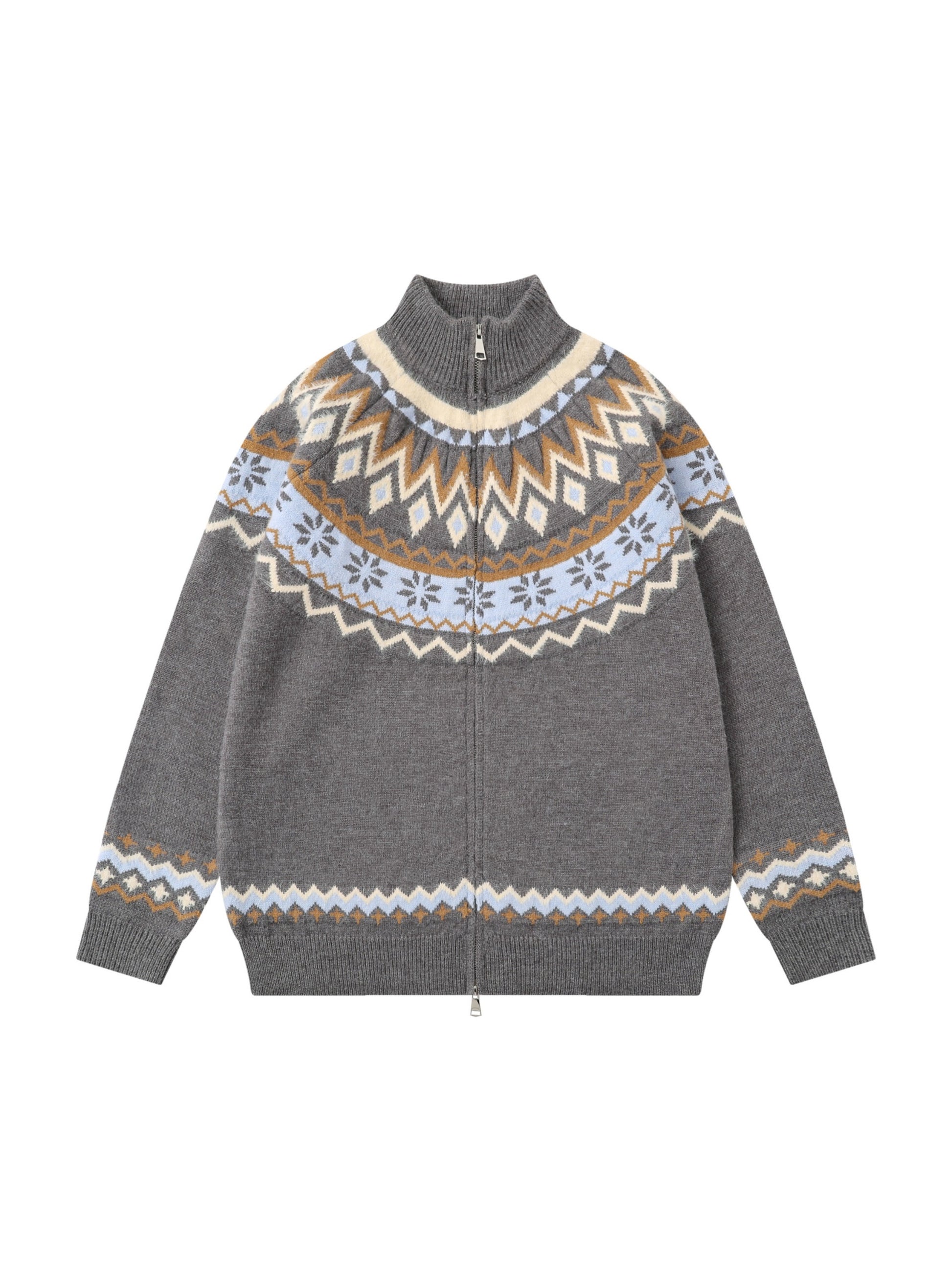 High-neck knitwear Diamond Weave Jacquard Sweater
